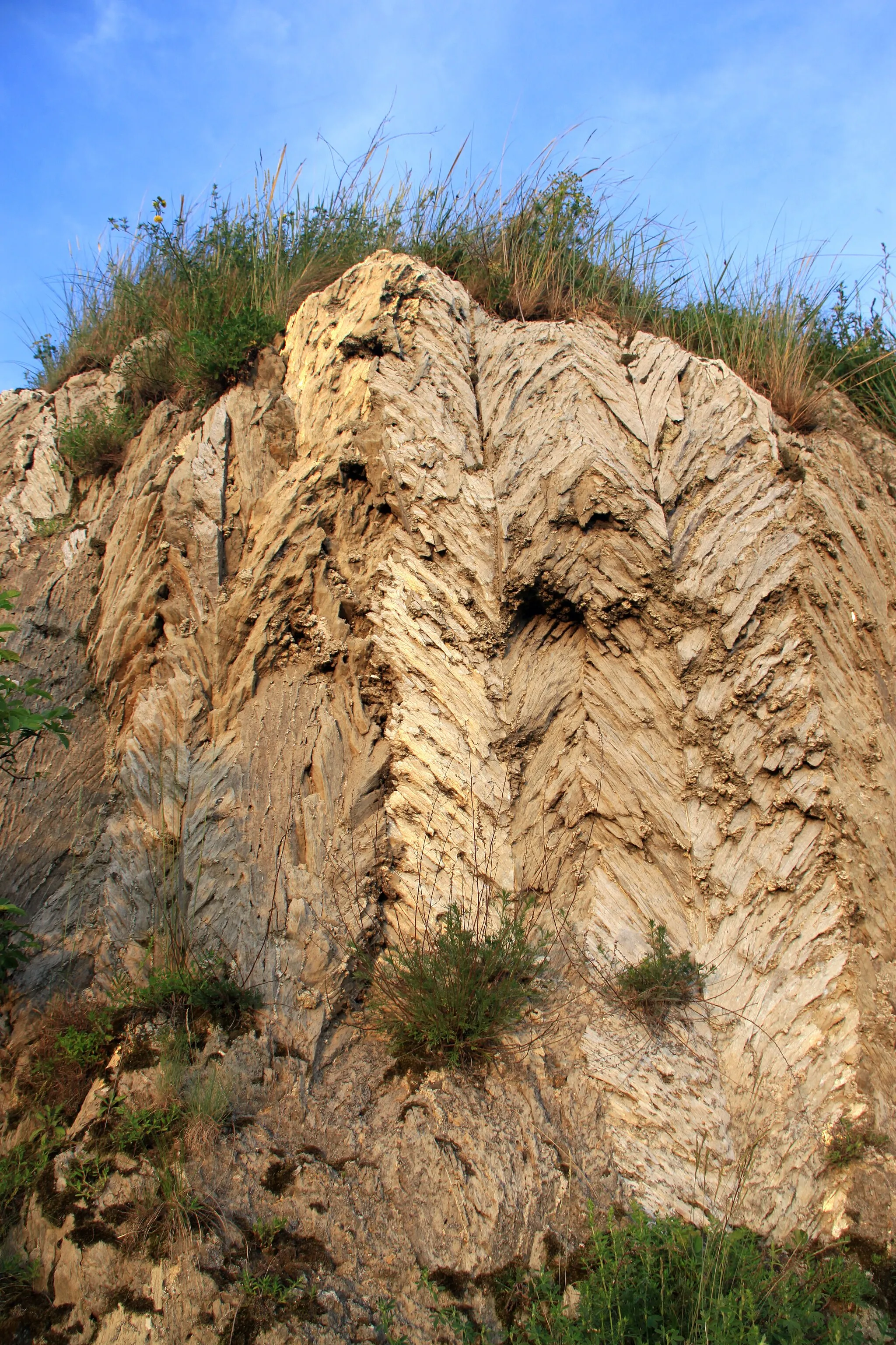 Photo showing: Marzęcin, Świętokrzyskie Voivodeship - a rock of gypsum crystalline.