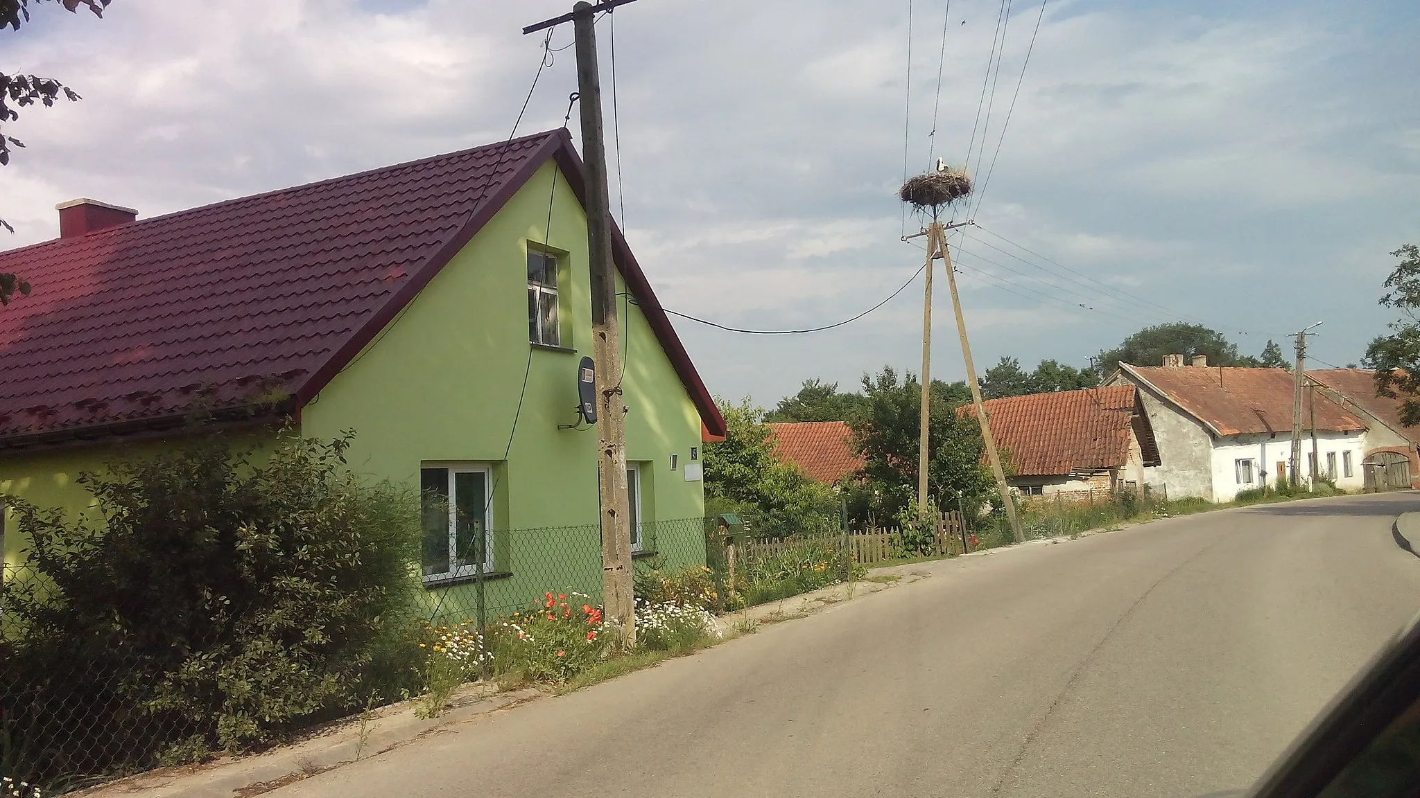 Photo showing: Gniazdo bociana białego znajdujące się we wsi Grabnik