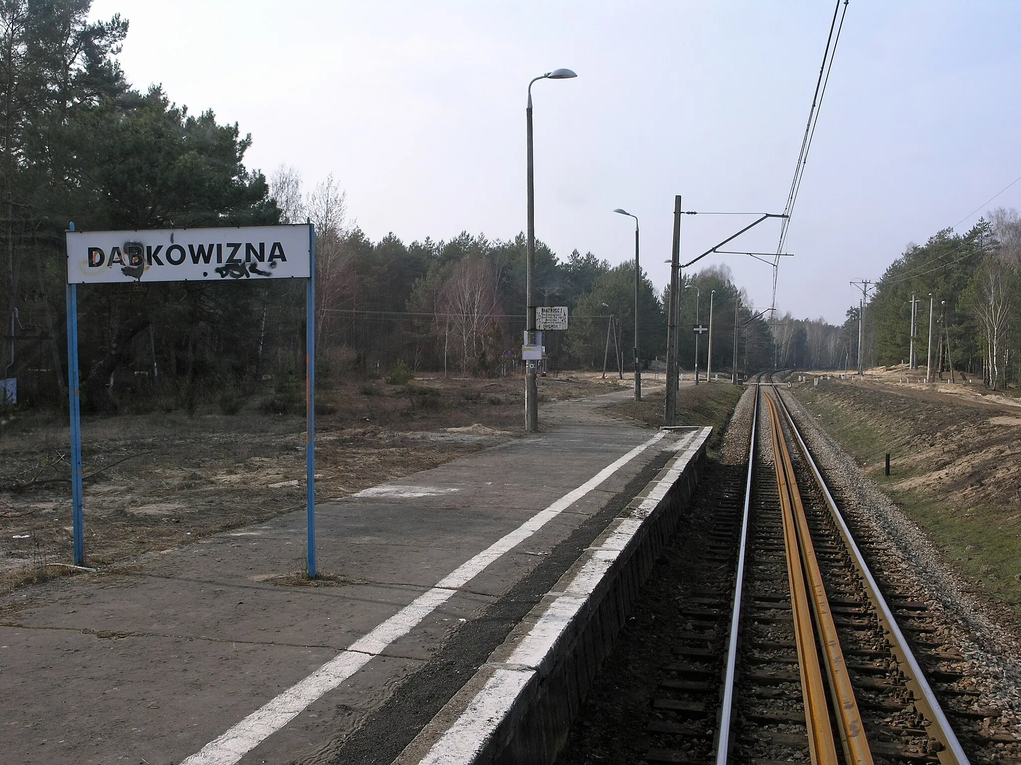 Photo showing: Train stop in Dąbkowizna (Masovian Voivodeship, Poland)