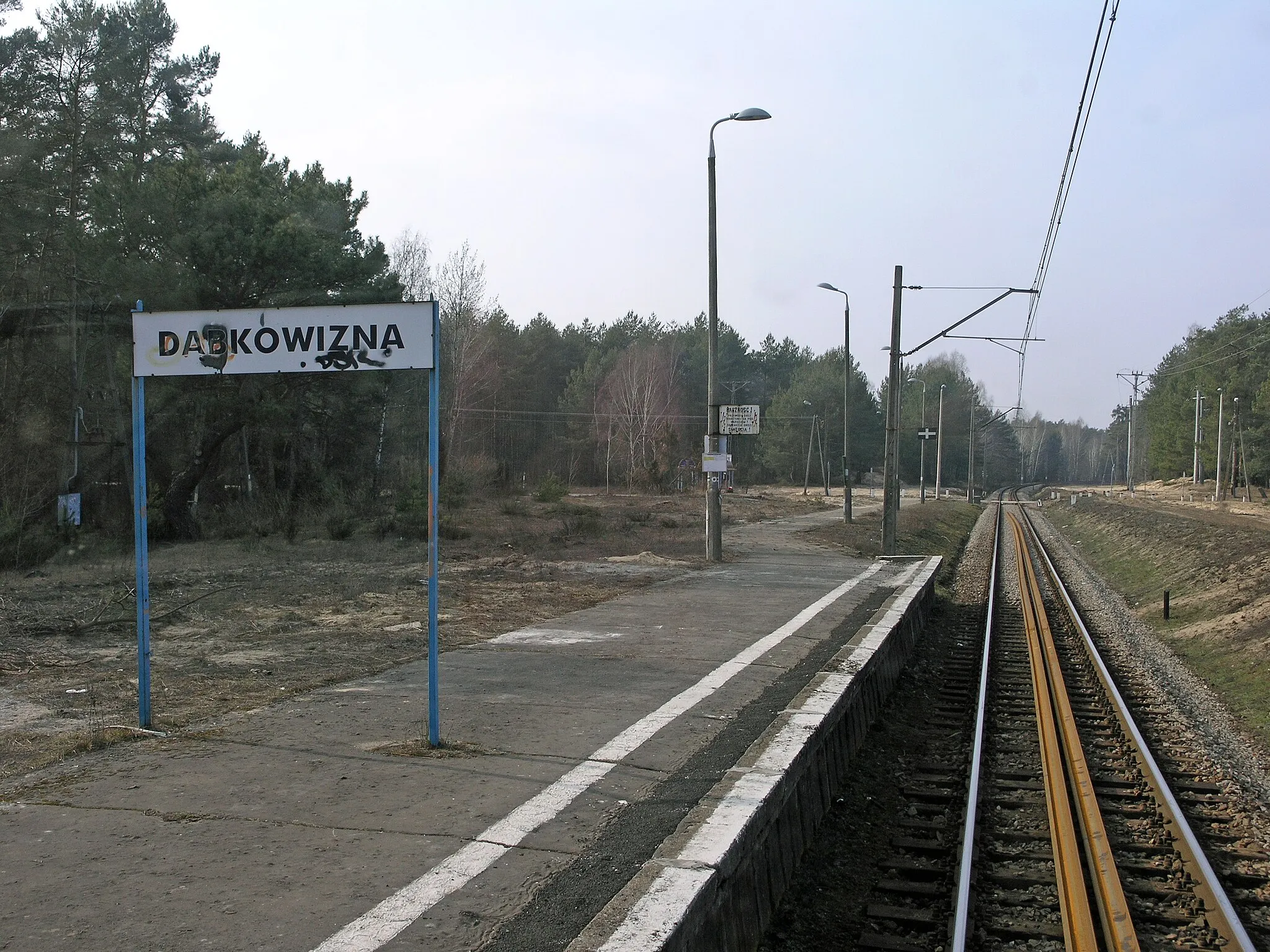 Photo showing: Train stop in Dąbkowizna (Masovian Voivodeship, Poland)