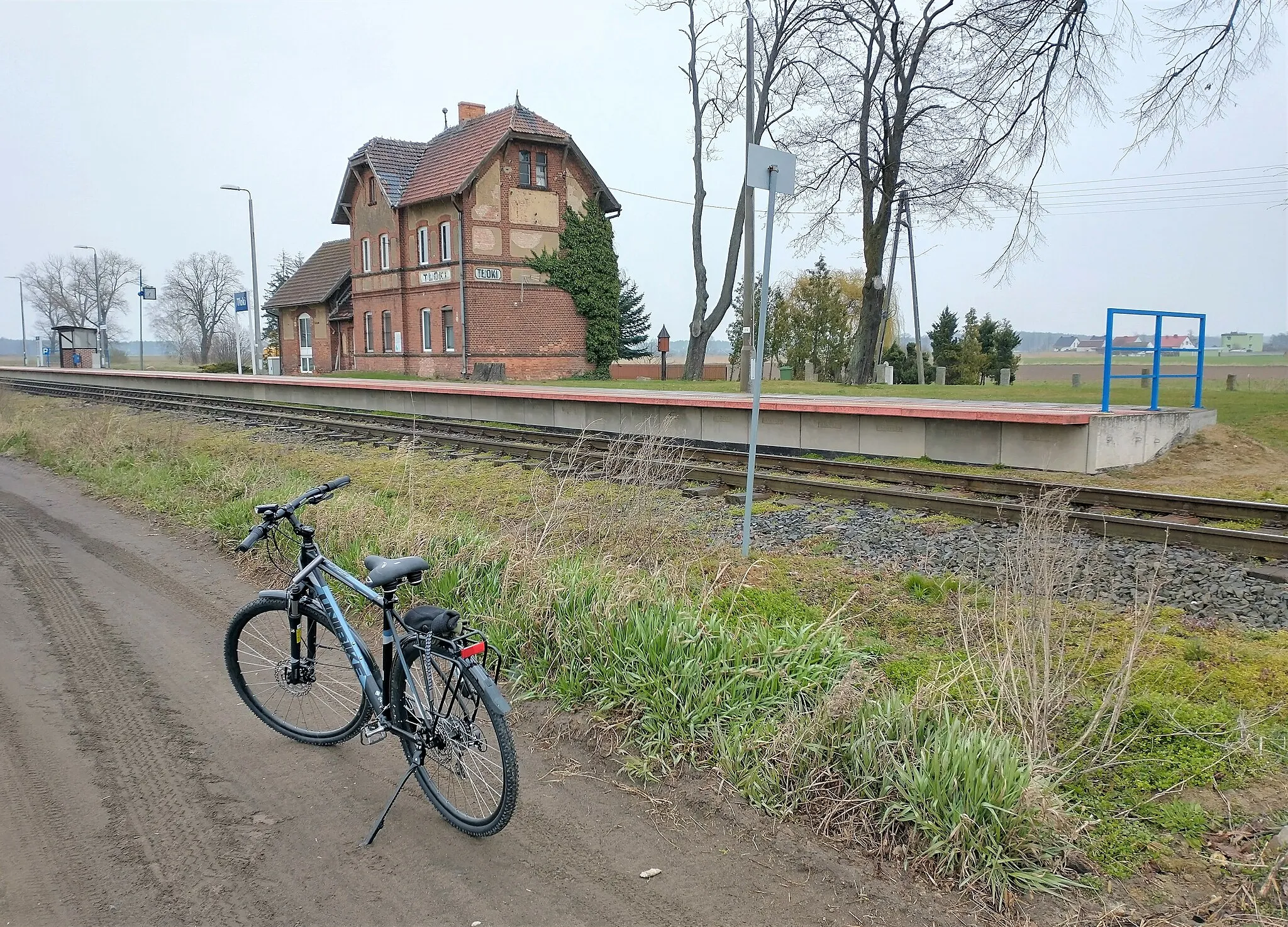 Photo showing: Przystanek w Tłokach i rower Unibike.