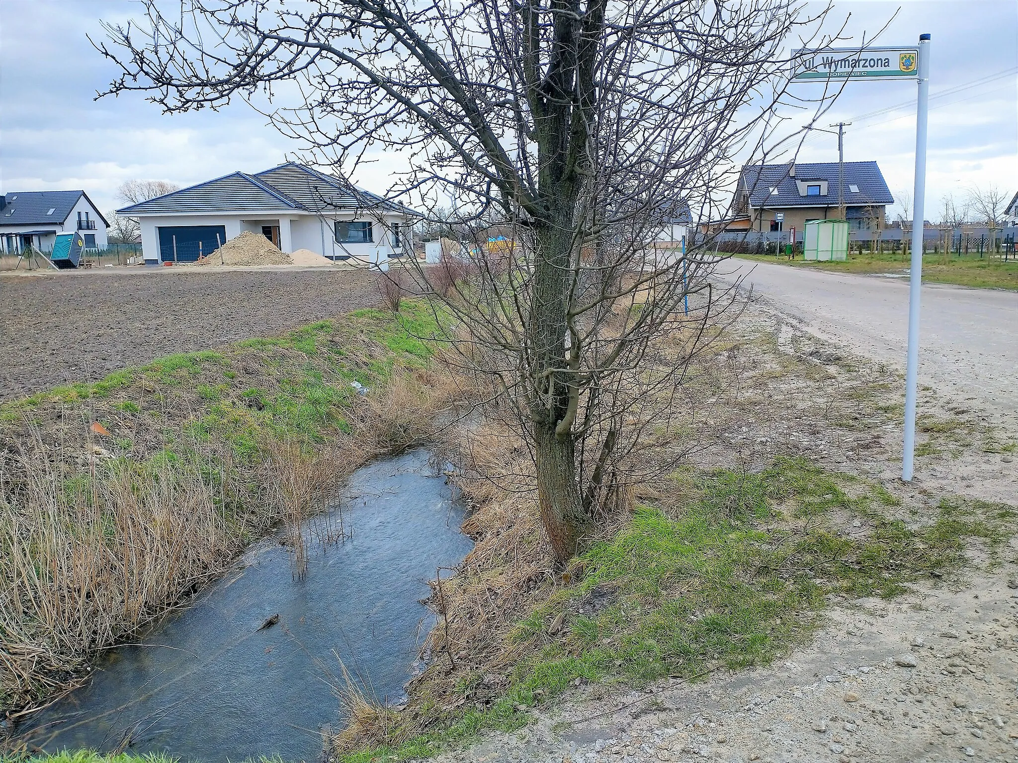 Photo showing: Dopływ spod Lusówka przy ul. Wymarzonej w Dopiewcu.