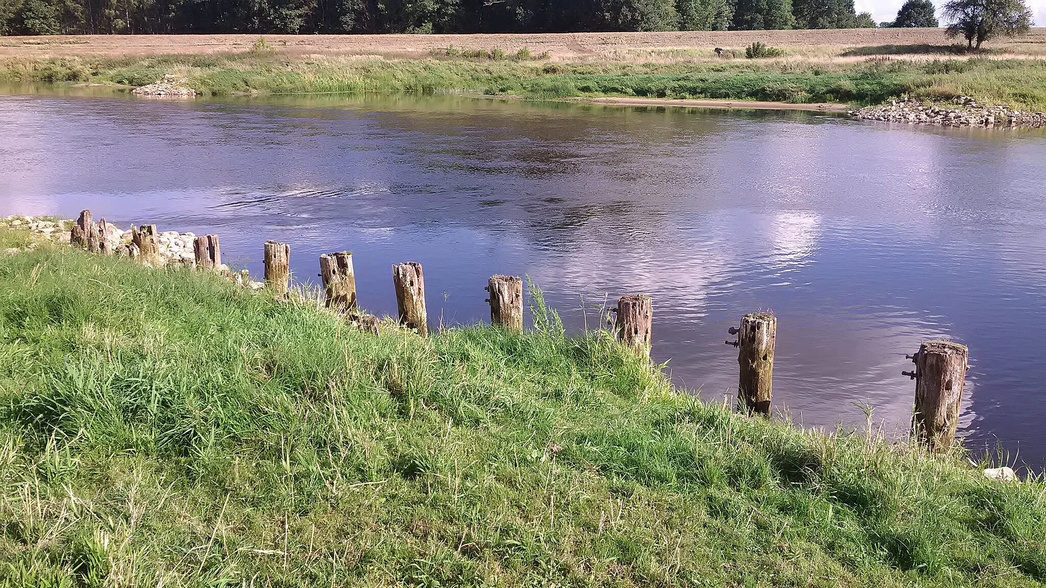 Photo showing: Pozostałości mostu zbudowanego przez Szwedów podczas Potopu szwedzkiego