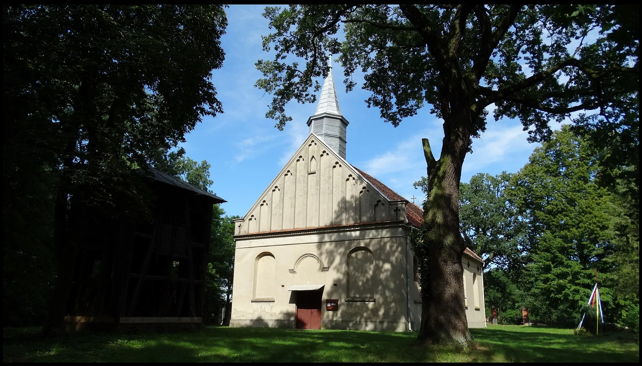 Photo showing: Command, branch church P.W. St. John the Baptist from 1775., Neo-Gothic decoration solution for building facades. west. / Gm. Wschowa / pow. wschowski / province. lubuskie