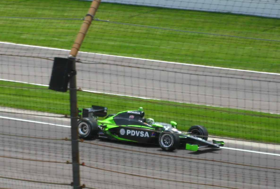 Photo showing: E. J. Viso driving at the Indianapolis Motor Speedway in 2008