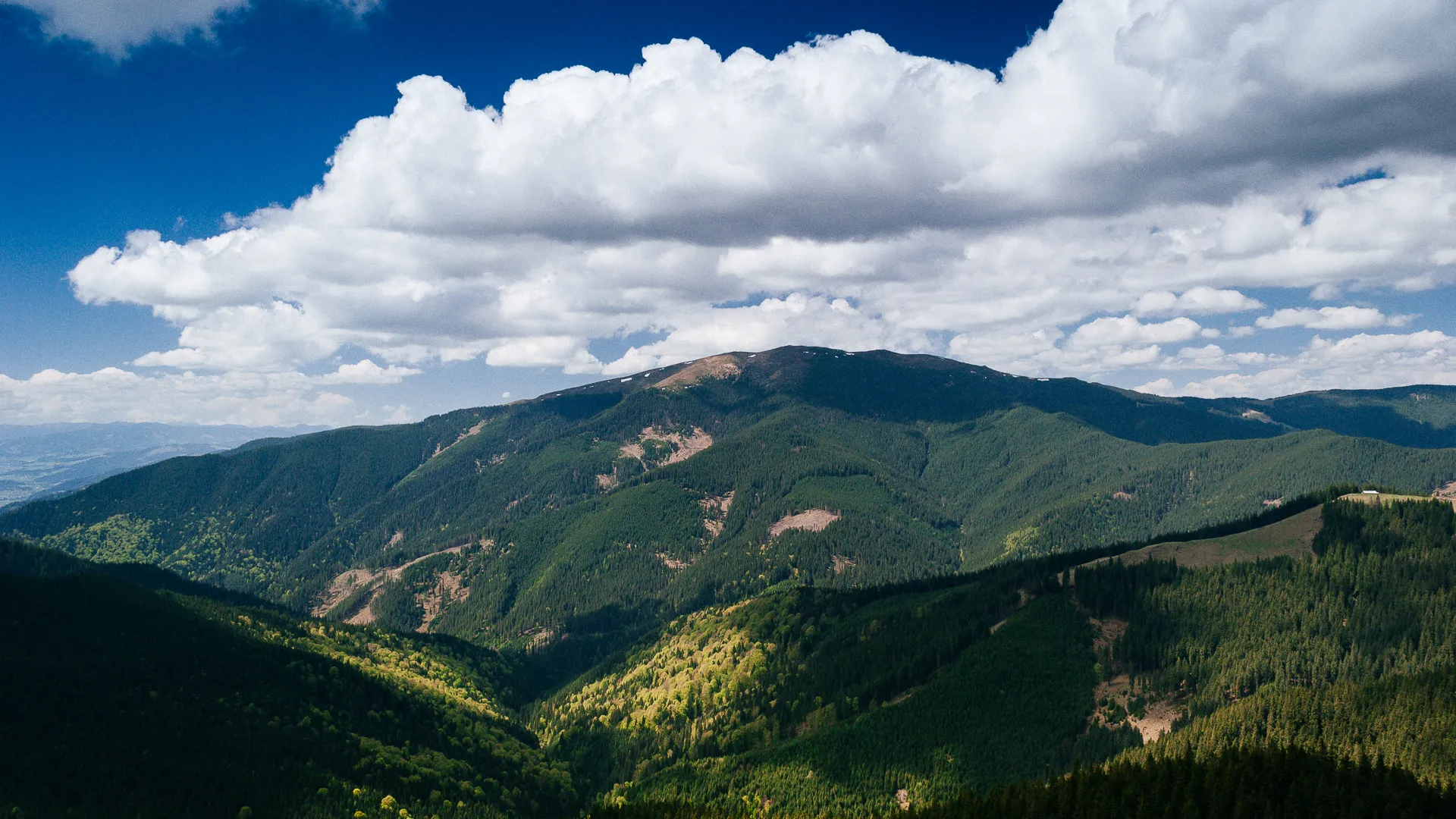 Photo showing: 500px provided description: Giumal?u (1858 m) on a spring day in May [#mountains ,#spring ,#carpathian ,#romania ,#bucovina ,#rarau ,#padure ,#giumalau ,#codru ,#piatra soimului]