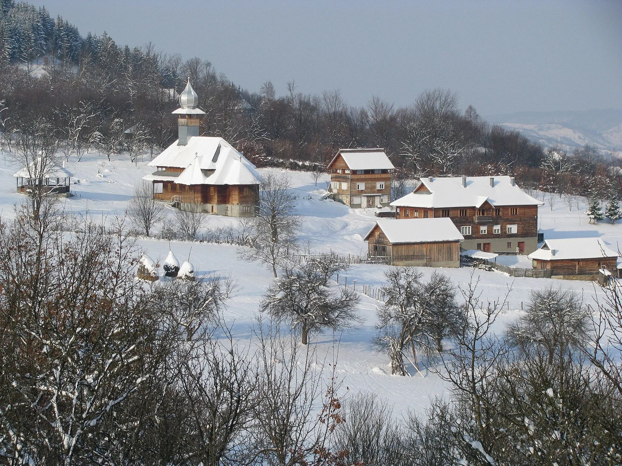 Photo showing: the Dormition of the Theotokos orthodox monastery in Rona de Sus (Бишня Рівня), Maramureș County, Romania