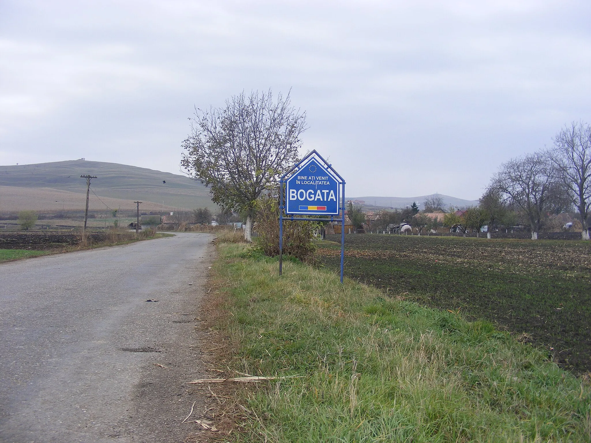 Photo showing: Entrance to the village of Bogata, Cluj County, Romania