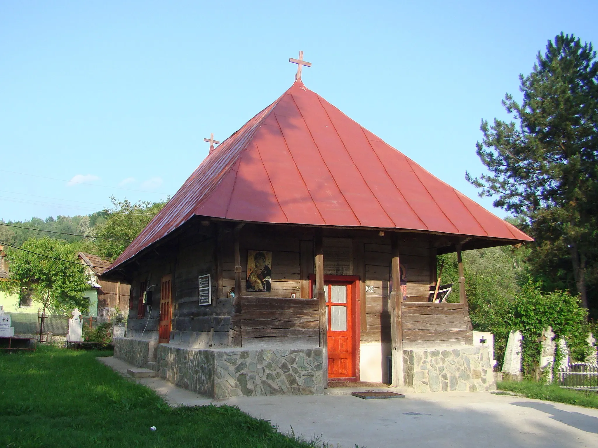 Photo showing: Wooden church in Roșia de Amaradia, Gorj county, Romania