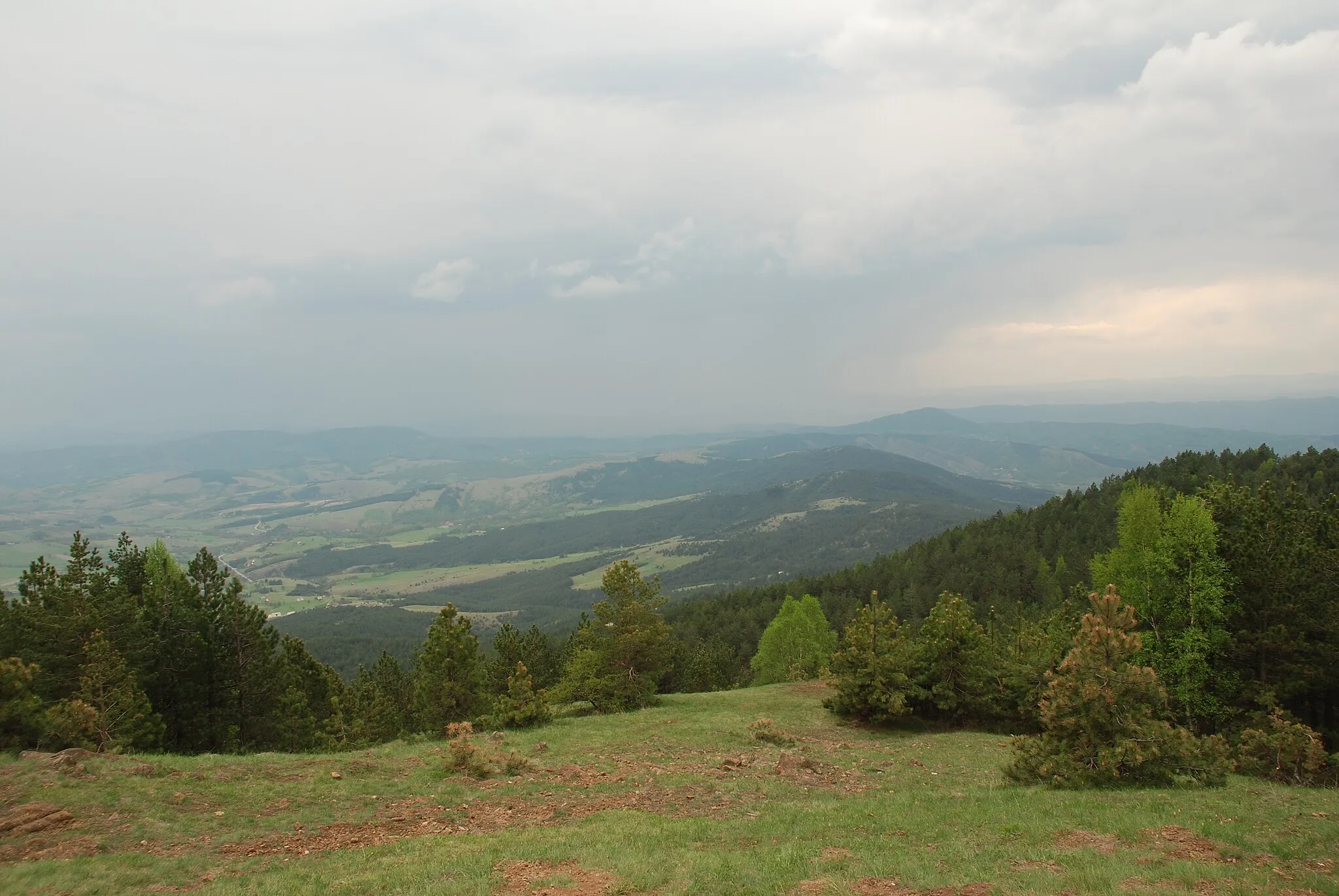 Photo showing: Maljen - Western Serbia - Divčibare - Crni vrh - The view from the peak to the southeast - mesto Tometino polje 2