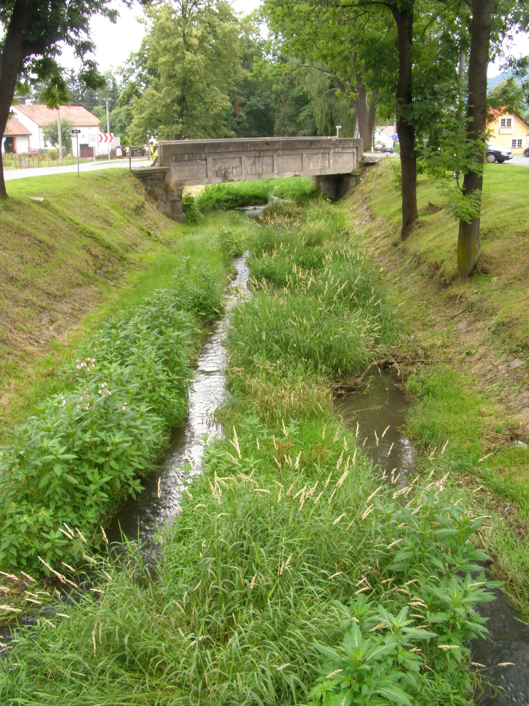 Photo showing: Ondřejnice protékající obcí Kozlovice