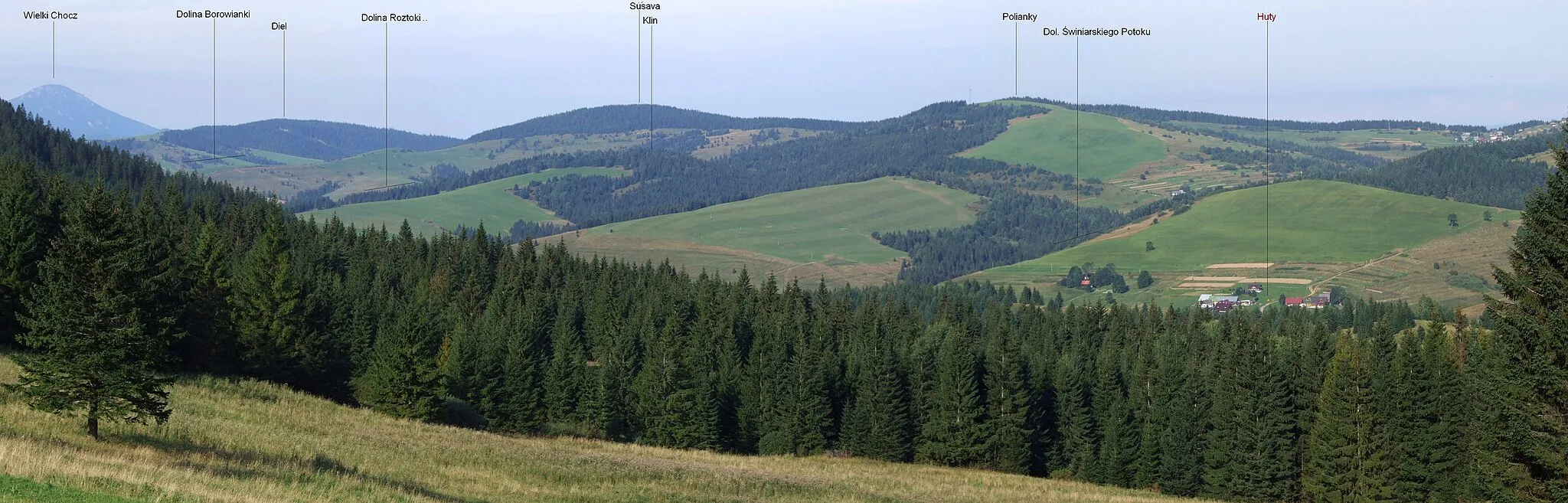 Photo showing: Panorama południowej części Pogórza Orawskiego