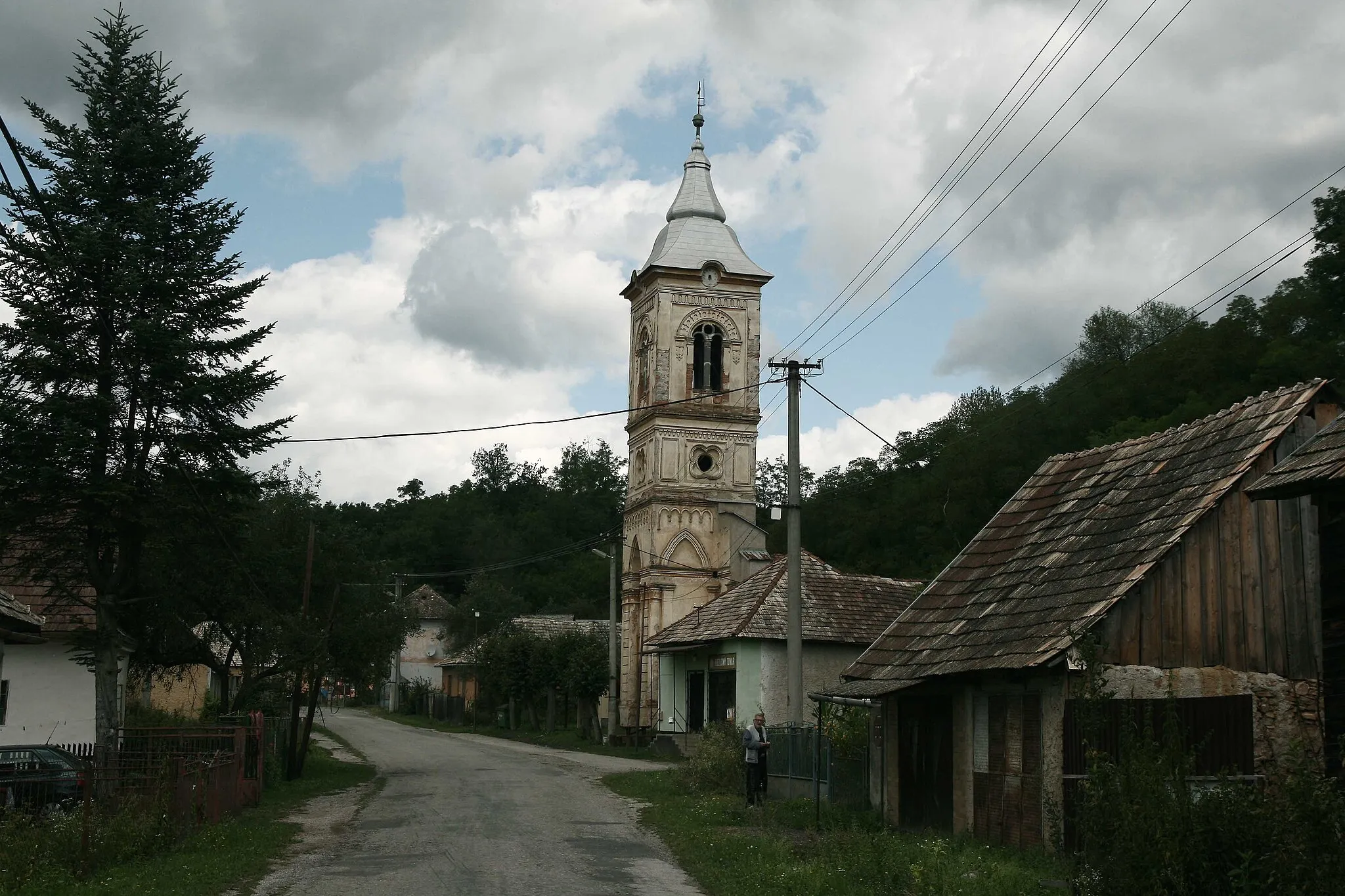 Photo showing: Lutheran belfry in Rybník, Slovakia.