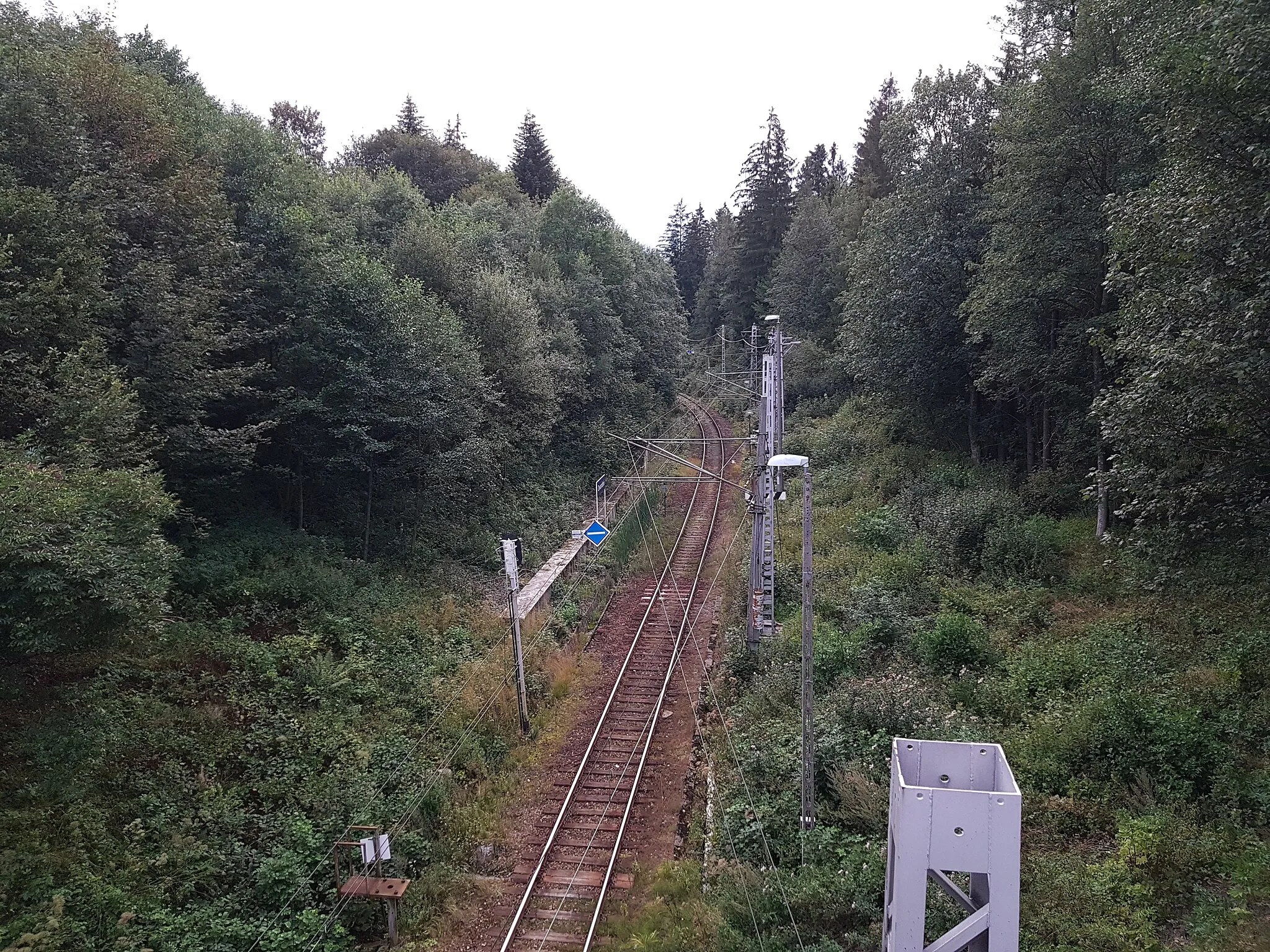 Photo showing: Widok z mostku w Zwardoniu na odcinek graniczny linii kolejowej