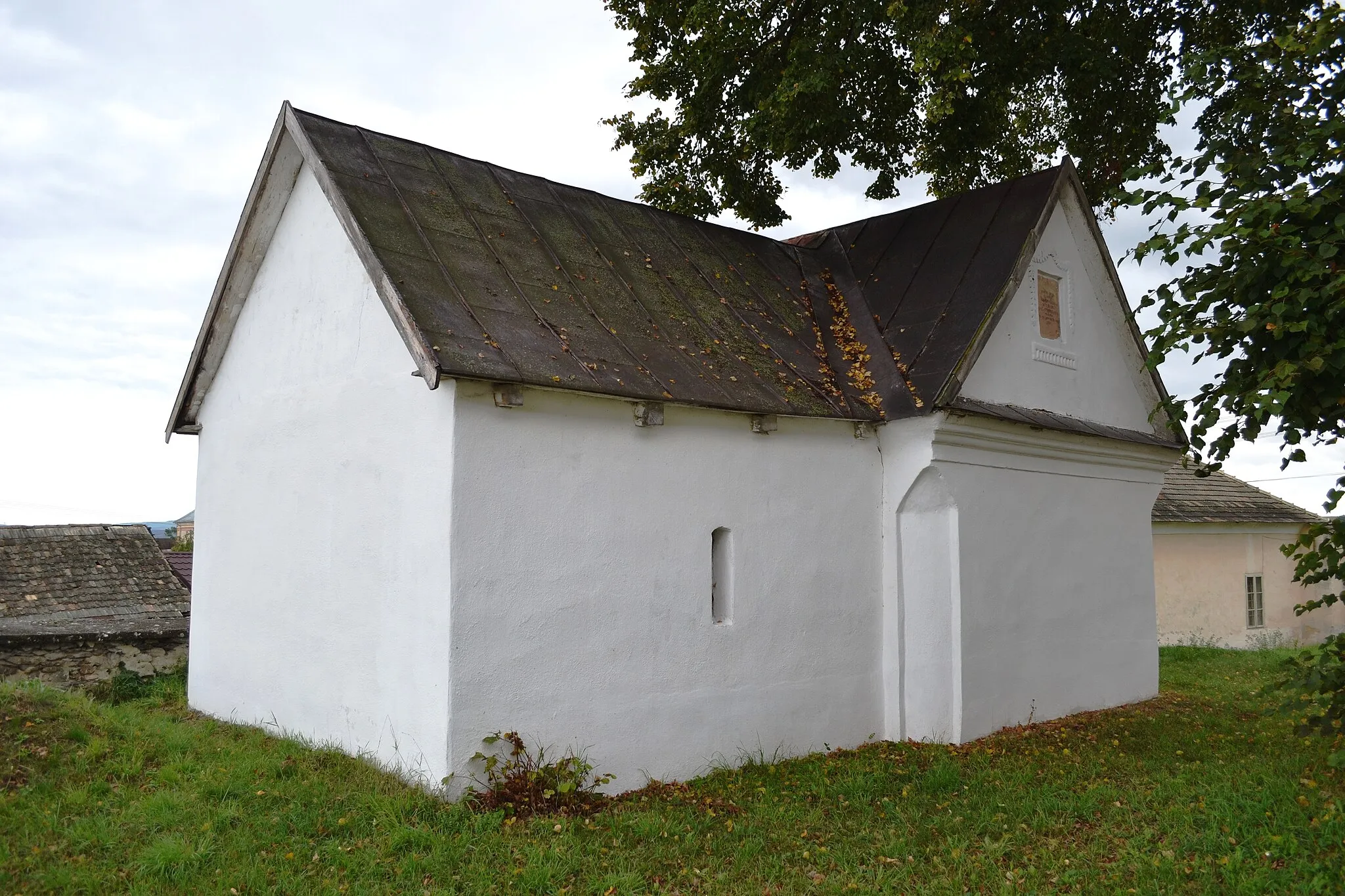 Photo showing: In the crypt at the Lutheran church is twelve coffins (In the former village Pondelok)