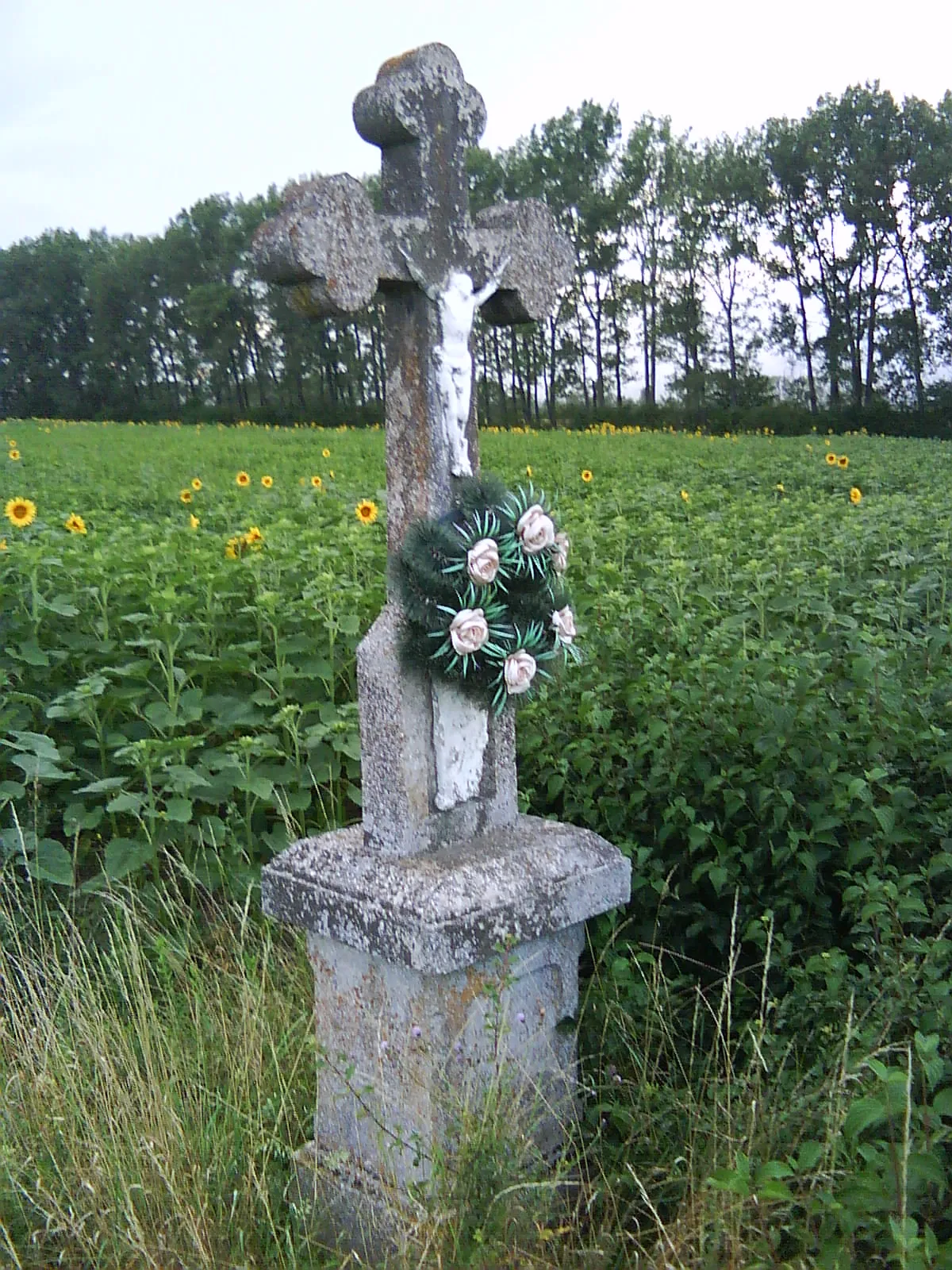 Photo showing: Stone cross near main road in Albinov, part of town Sečovce