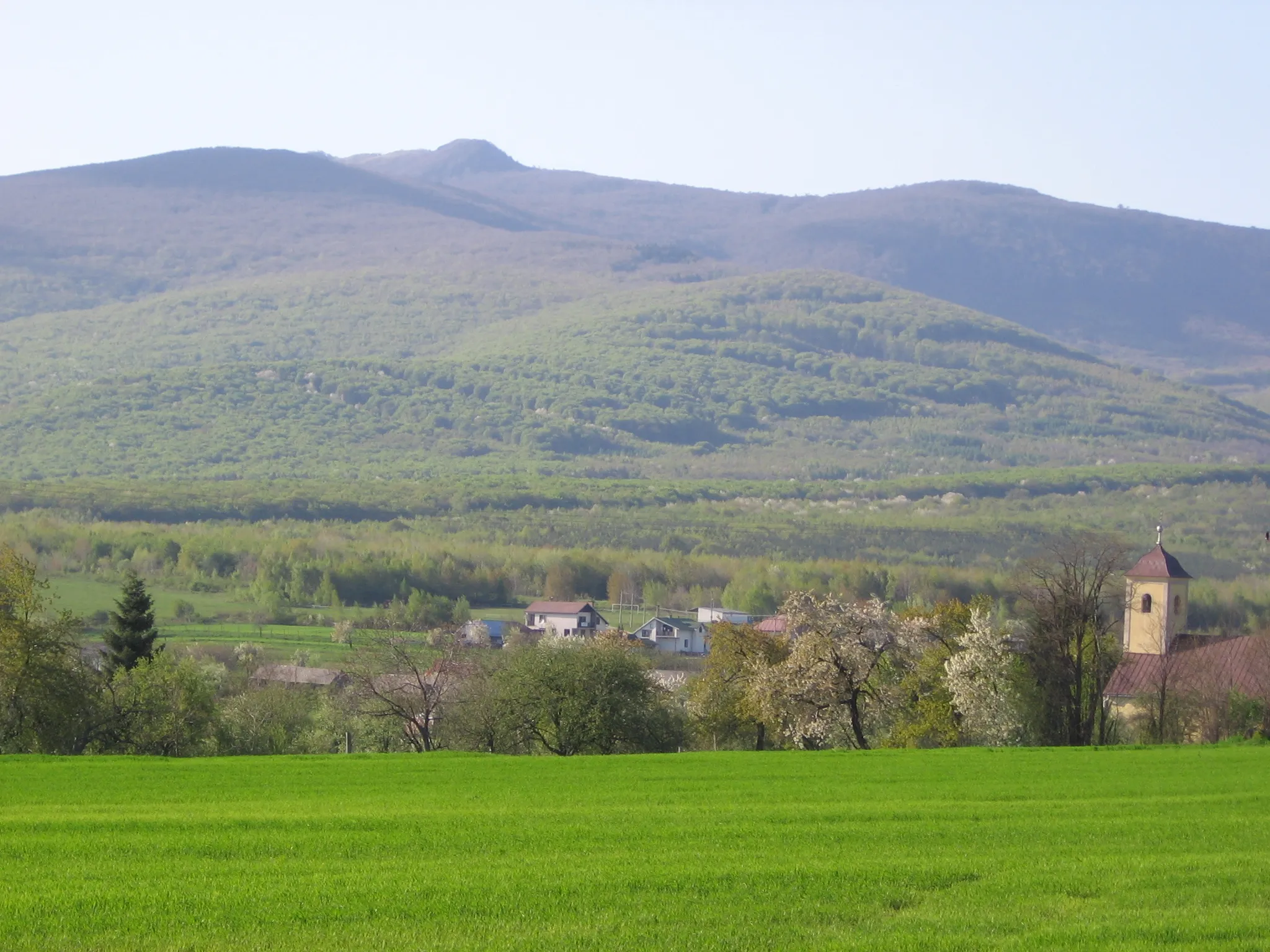 Photo showing: Slovakia, Vihorlat mountain, Popriecny massif - seen from Tibava village on East Slovak Lowland.