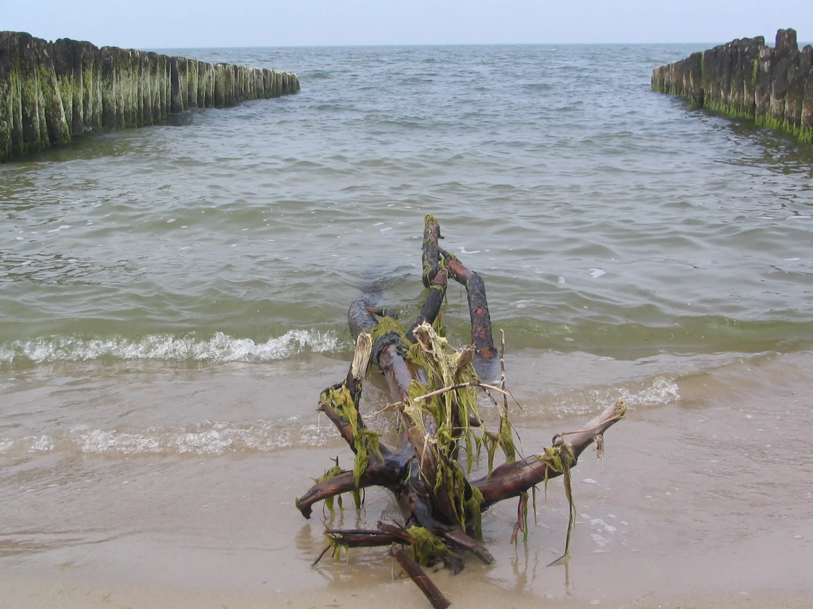 Photo showing: Kopań - falochrony przy plaży.