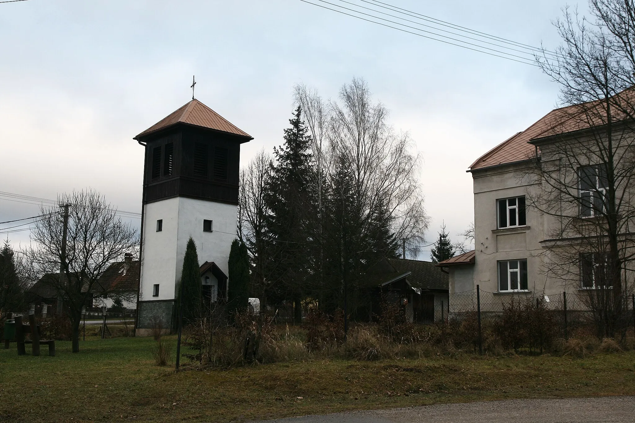 Photo showing: Belfry in Dubové, Slovakia.