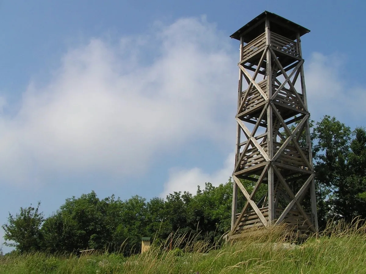 Photo showing: The observation tower on the top of Panská javorina, the Považský Inovec mountains, Slovakia.