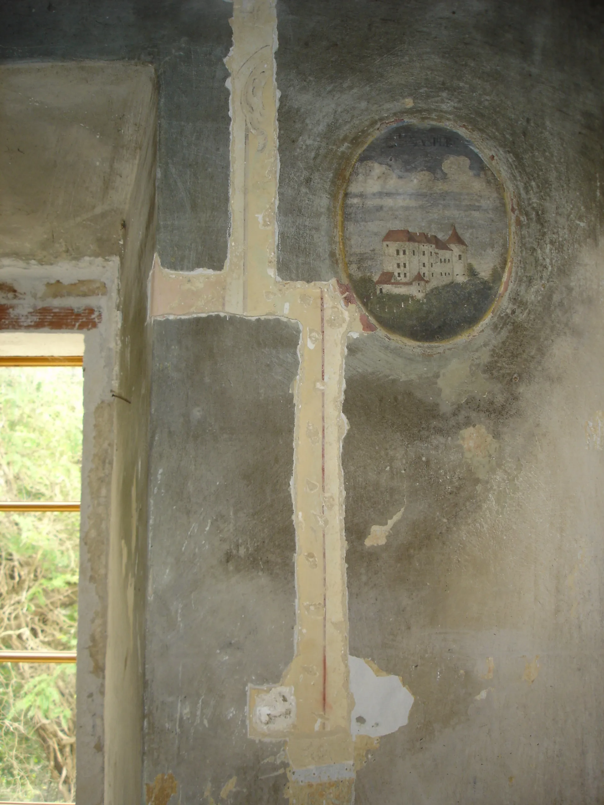 Photo showing: Fresco of Majšperk Castle in the room of castles, Pišece Castle