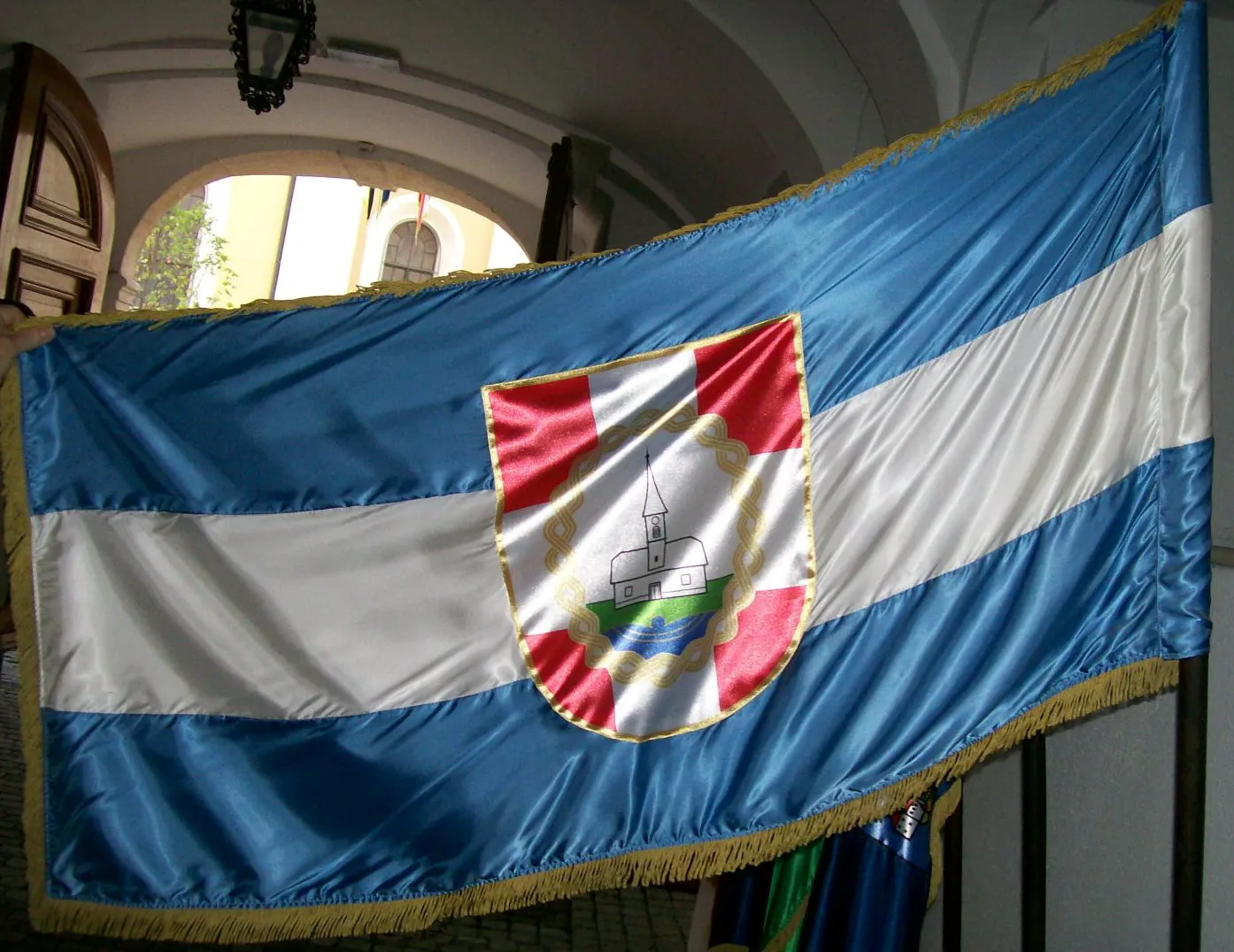 Photo showing: Flag of Municipality of Petrijanec, Varaždin County, Croatia ( reverse side of the flag)