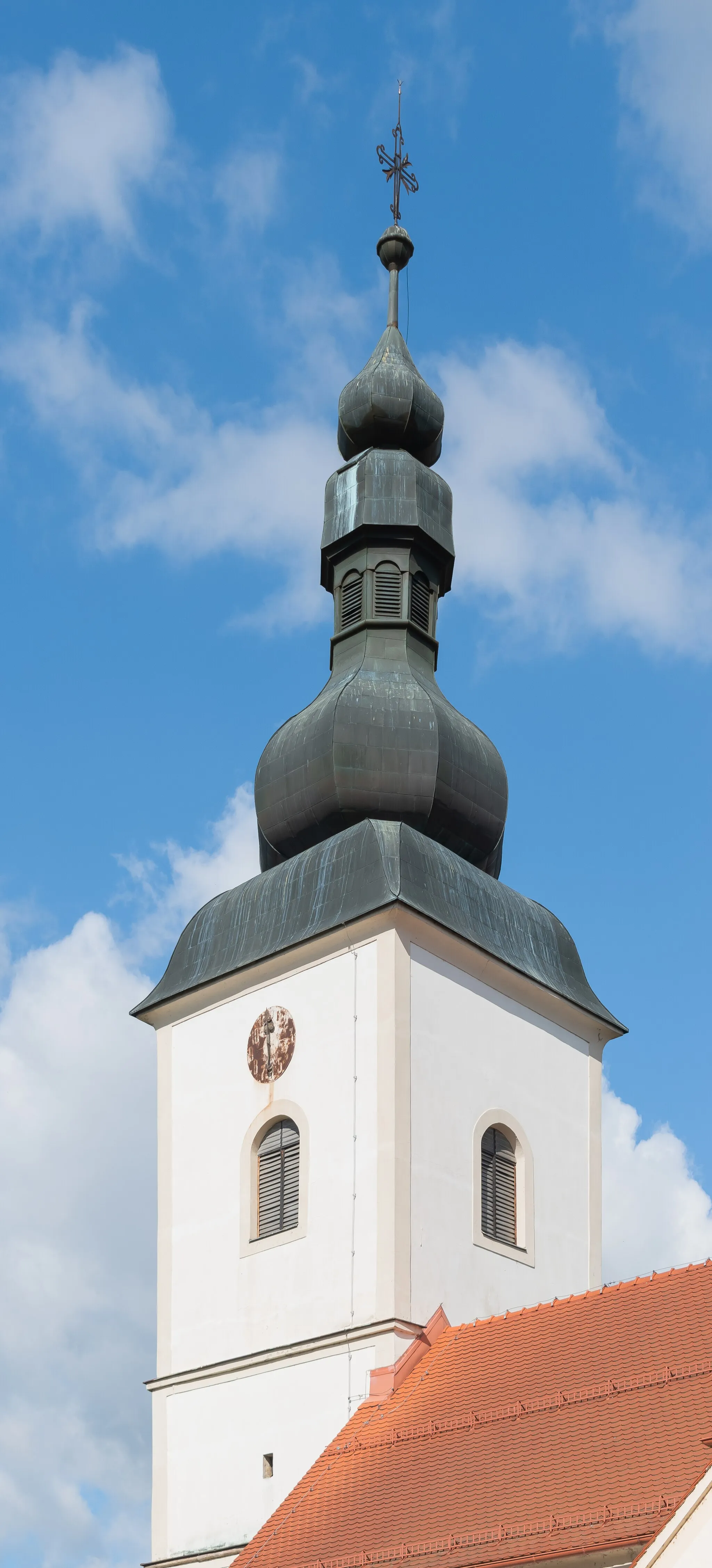Photo showing: Bell tower of the Saints Peter and Paul church in Petrijanec, Varaždin County, Croatia