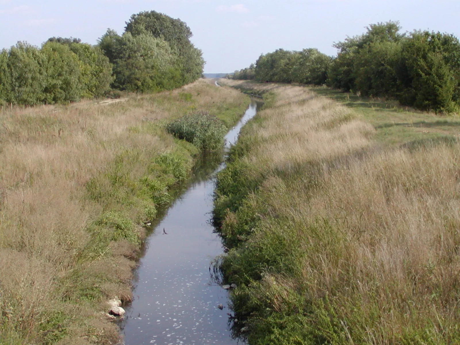 Photo showing: Artificial riverbed of Ledava River near the village of Renkovci during the drought of summer 2003