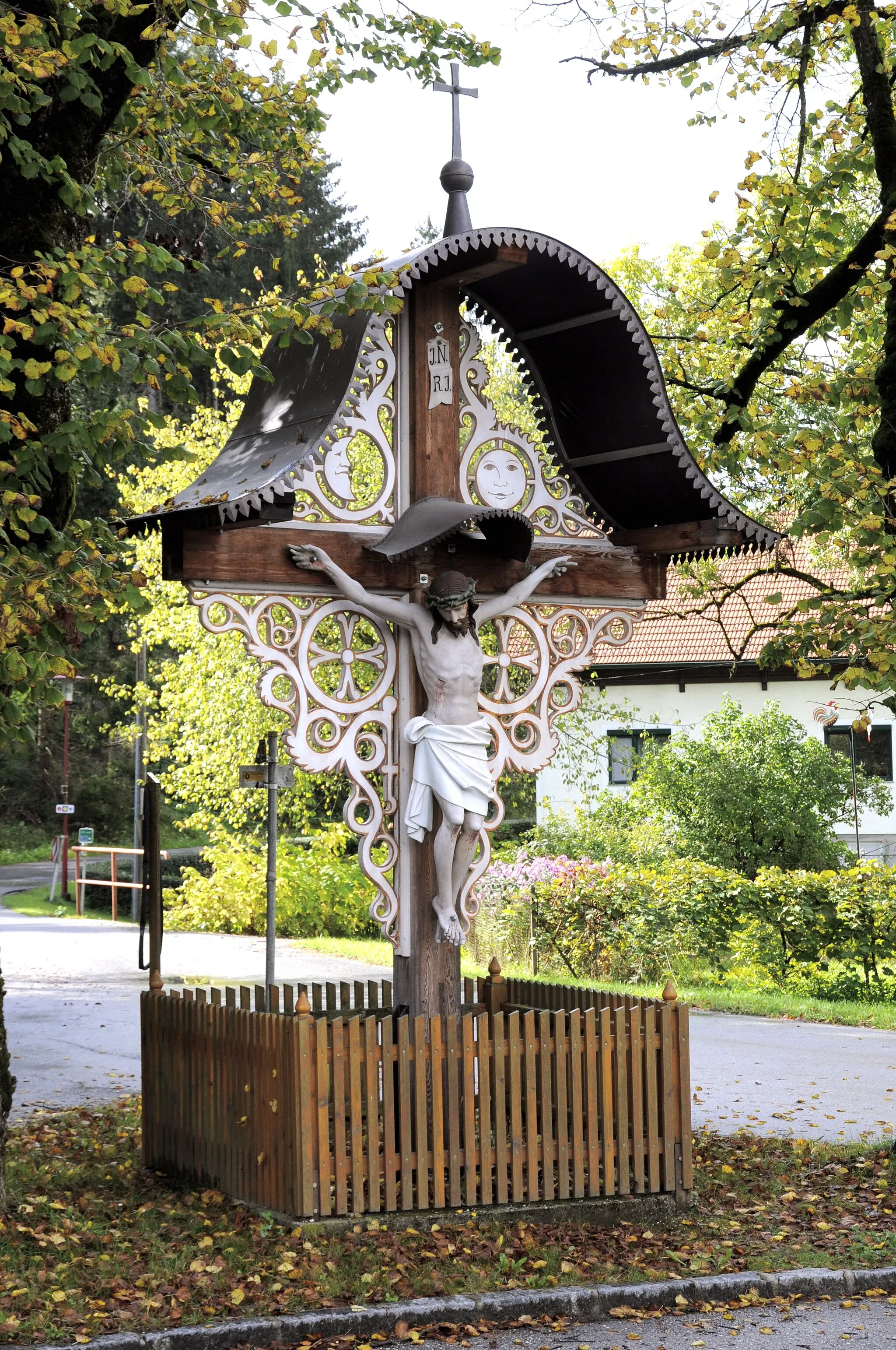 Photo showing: Crucifx “Rudolf Cross” in Feistritz, municipality Feistritz ob Bleiburg, district Voelkermarkt, Carinthia, Austria, EU