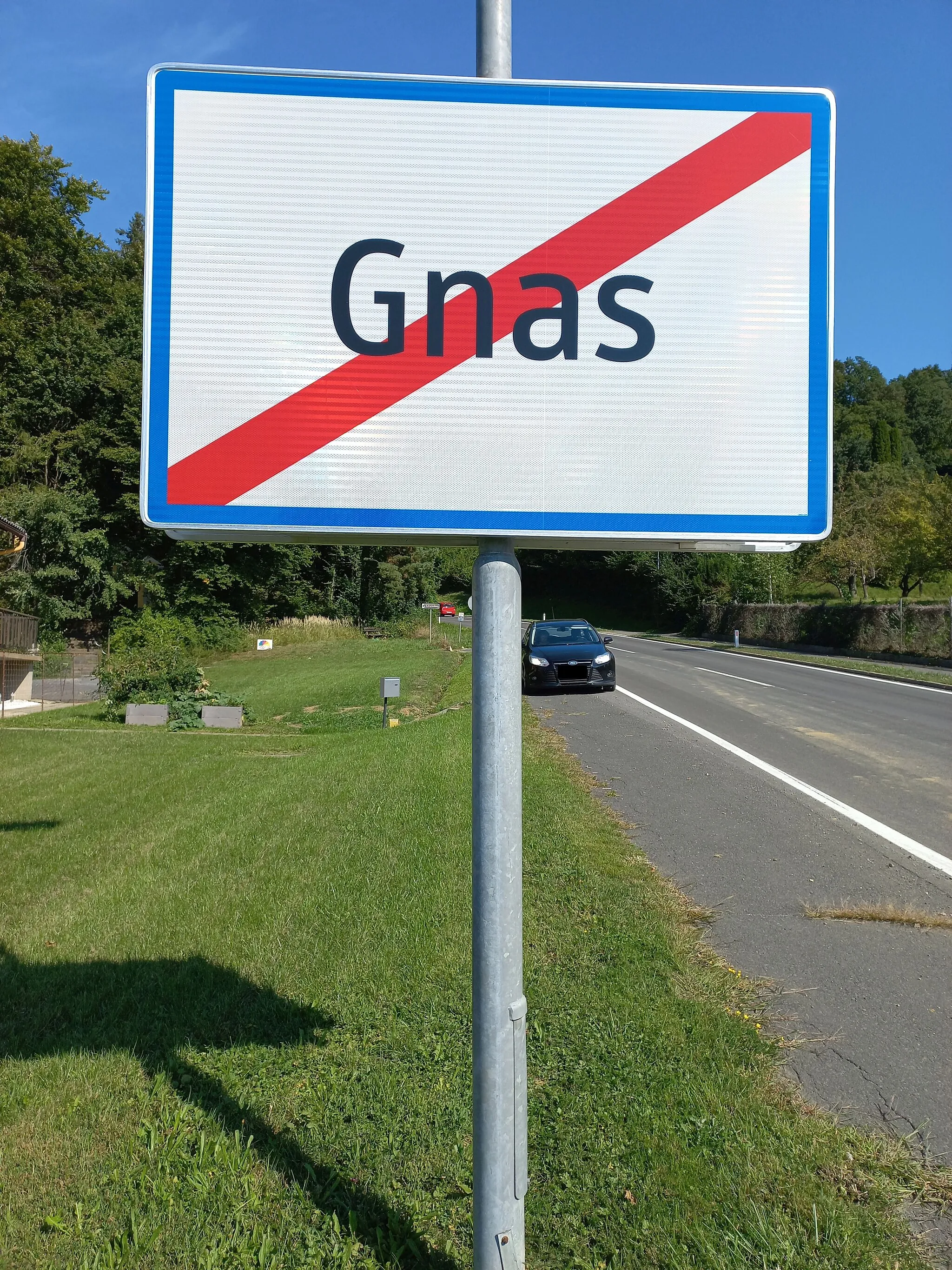 Photo showing: Municipality Gnas in Styria, Austria. Town sign.