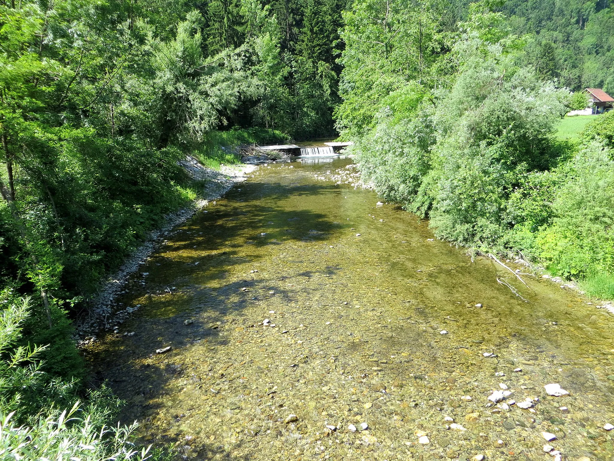 Photo showing: The Dreta River in the hamlet of Kropa in Bočna, Municipality of Gornji Grad, Slovenia