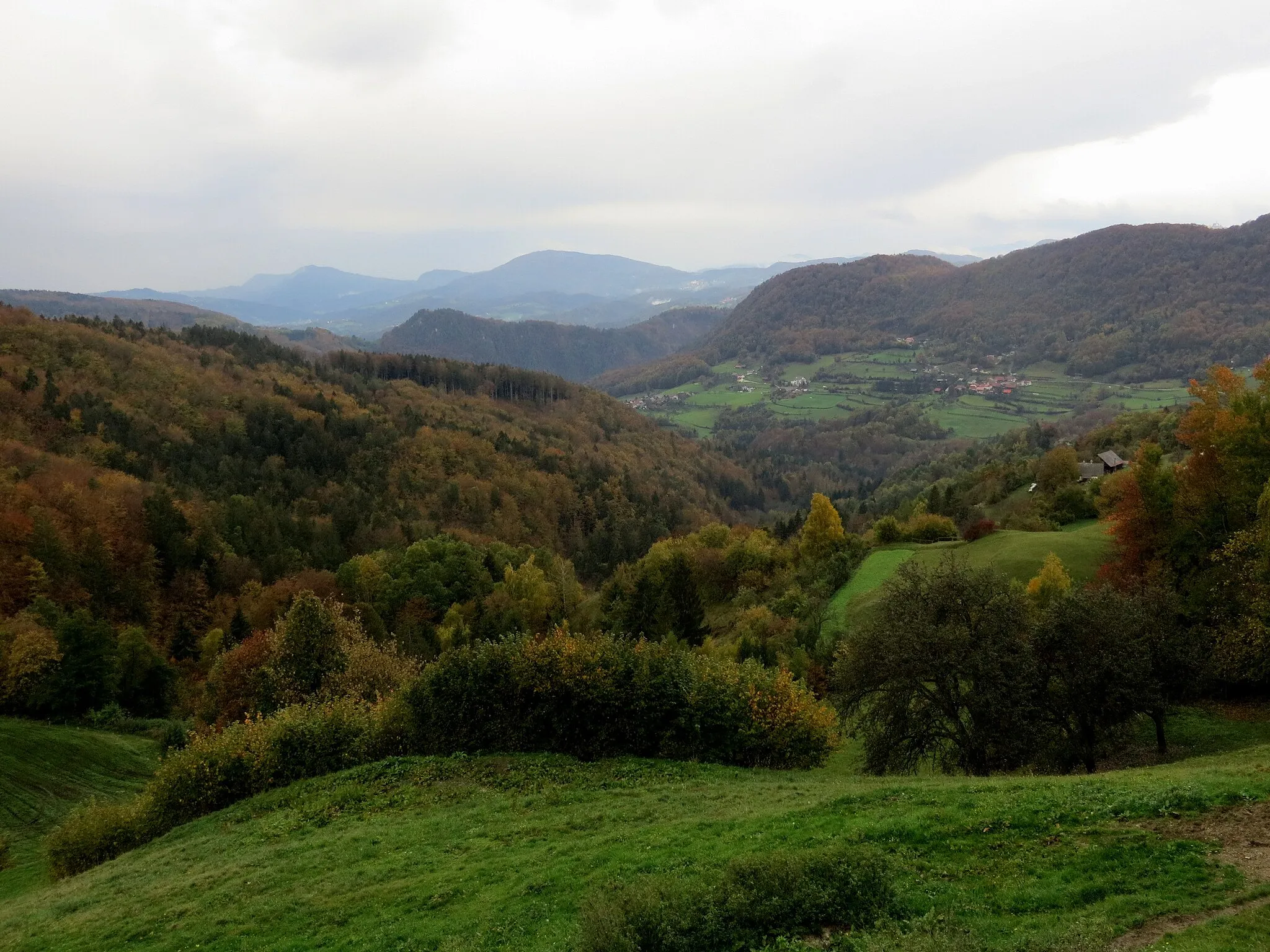 Photo showing: Tepe, Municipality of Litija, Slovenia viewed from Polšnik