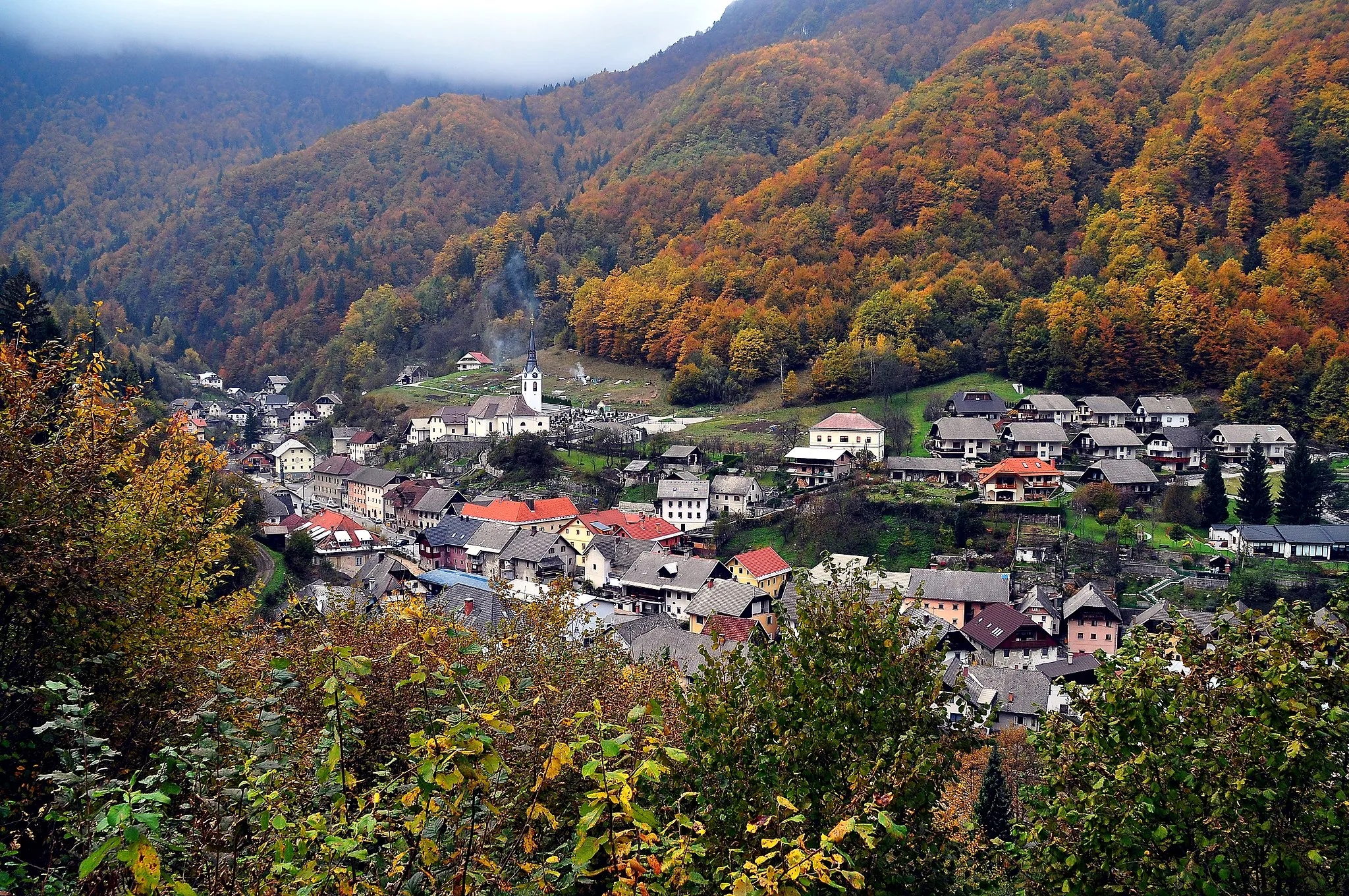 Photo showing: View at Kropa, a settlement in the community of Radovljica, Gorenjska, Slovenia