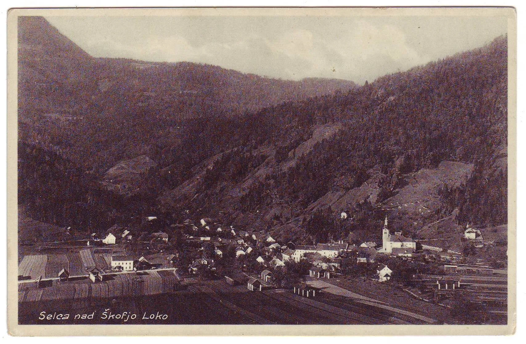 Photo showing: Postcard of Selca, Železniki.