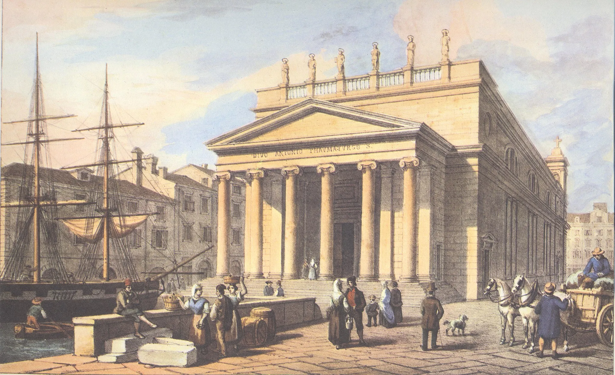 Photo showing: Trieste - Canal Grande - Un disegno di Marco Moro del 1854