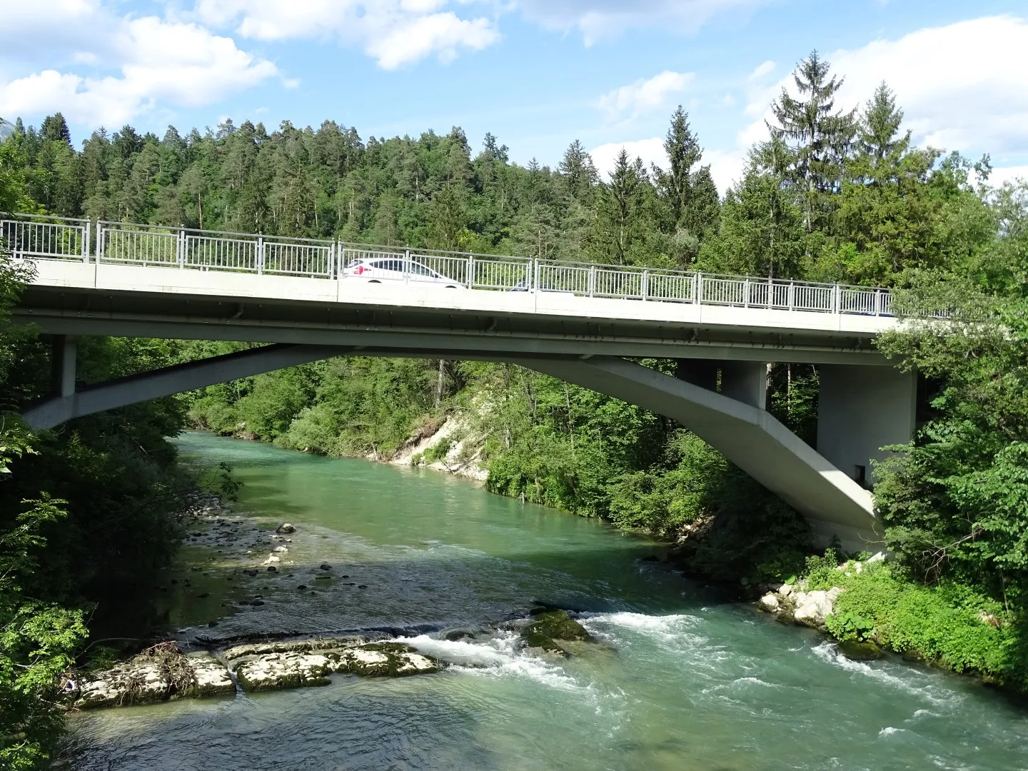 Photo showing: Bridge over the Sava Dolinka in Bled (Koritno)