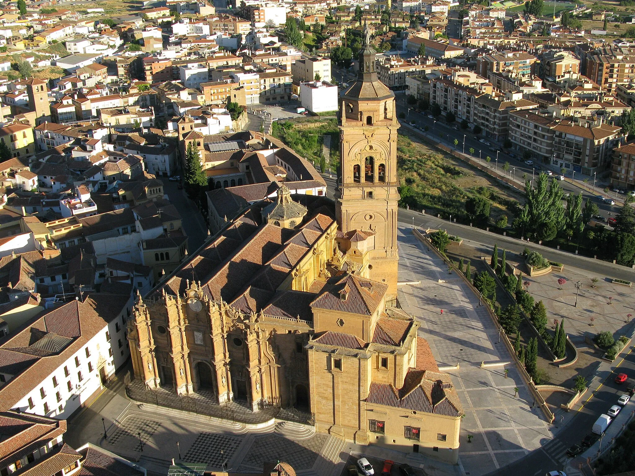 Photo showing: Guadix Cathedral (Spain) taken from a hot air balloon in August 2011