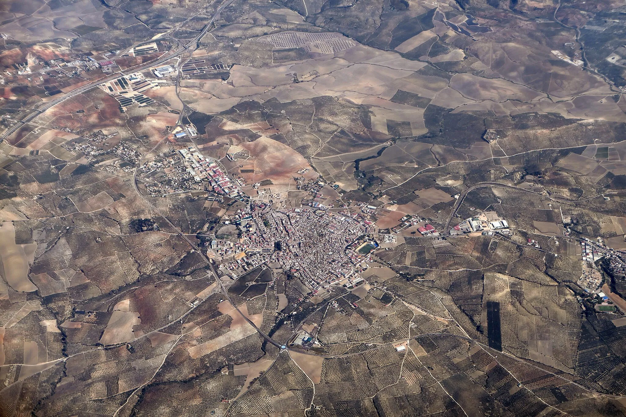 Photo showing: An aerial photo of La Rambla, a town in Andalusia, Spain.