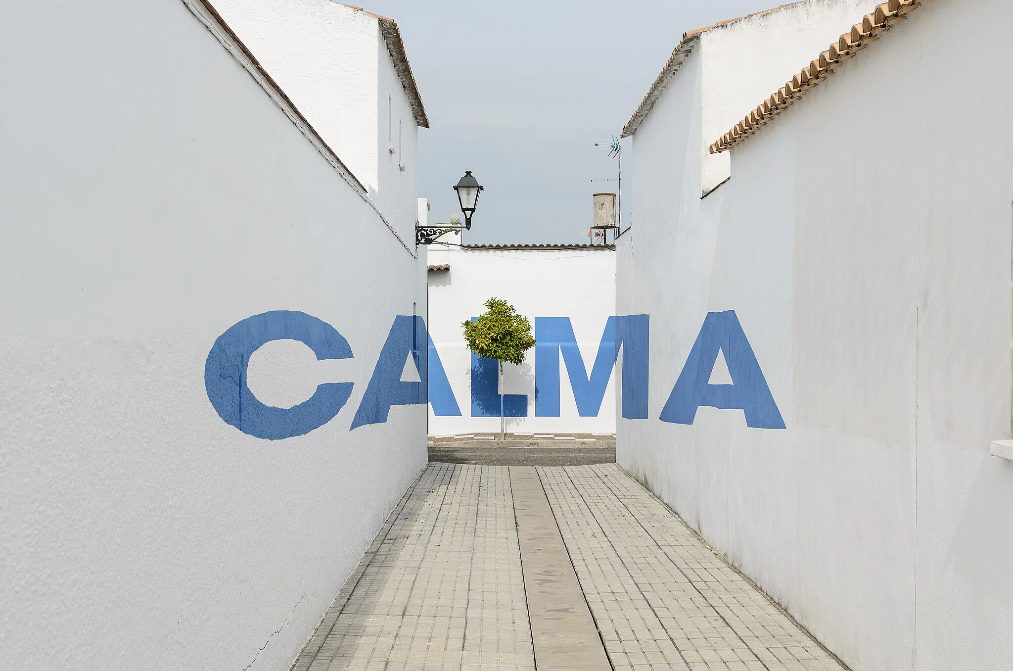 Photo showing: Anamorphic words in Maruanas, El Carpio. Cordoba, Spain.