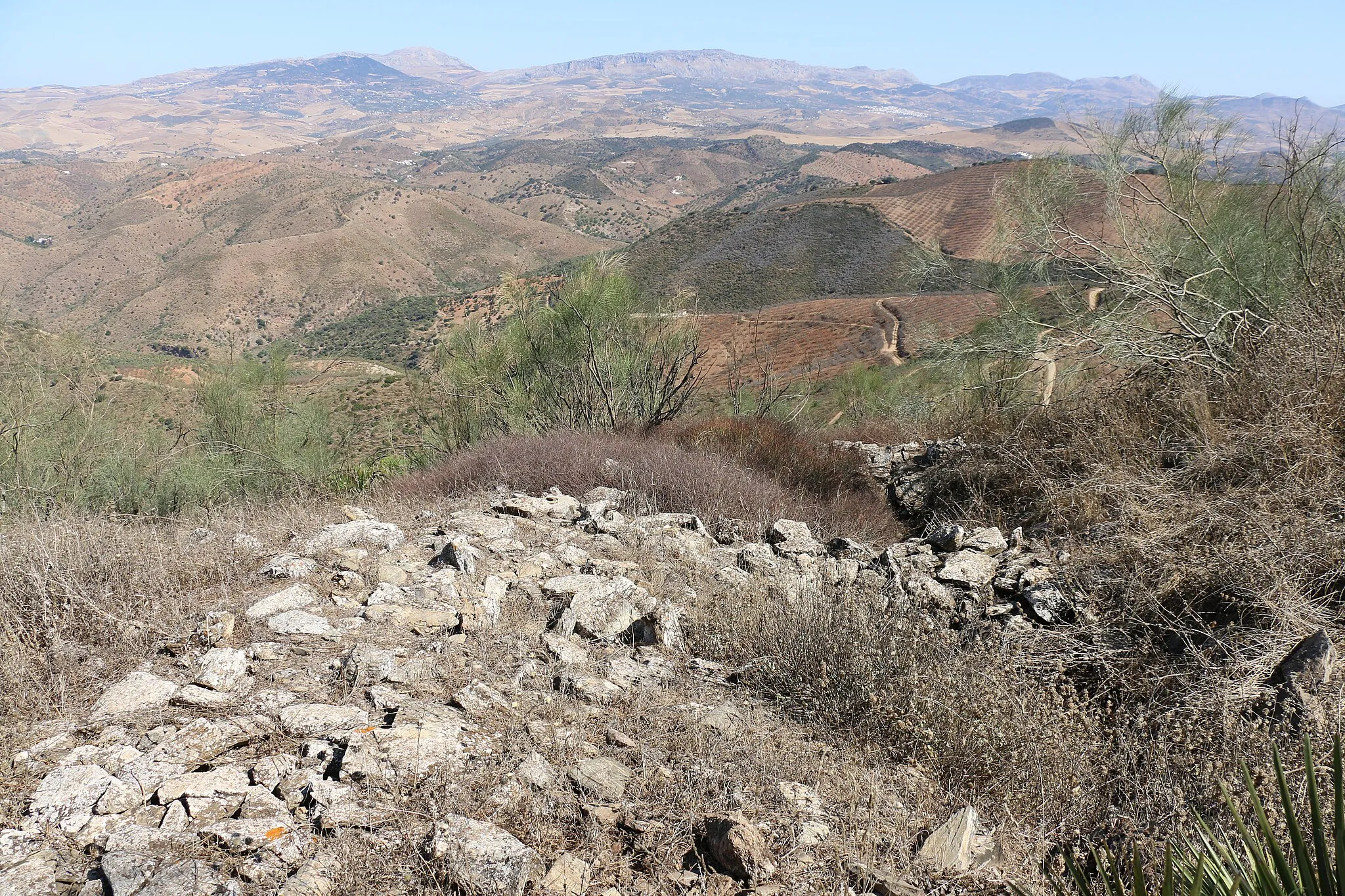 Photo showing: Ruinas de los muros del castillo de santi petri. Aún quedan algunos restos mínimos del muro o murallas del castillo.