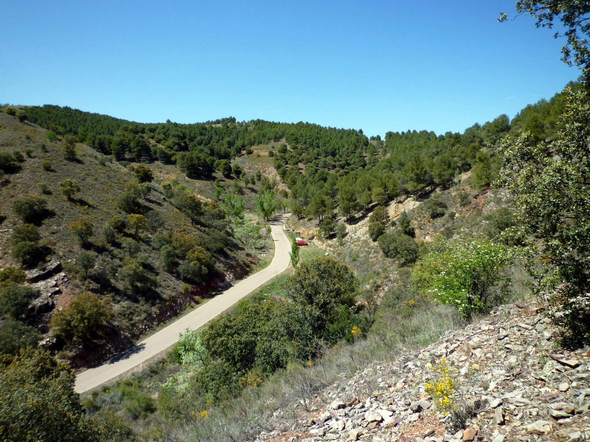 Photo showing: Rambla de Valdemiedes. Sucesiones estratigráficas del Cámbrico Inferior-Medio. Murero (Zaragoza, España) Vista hacia el noreste.