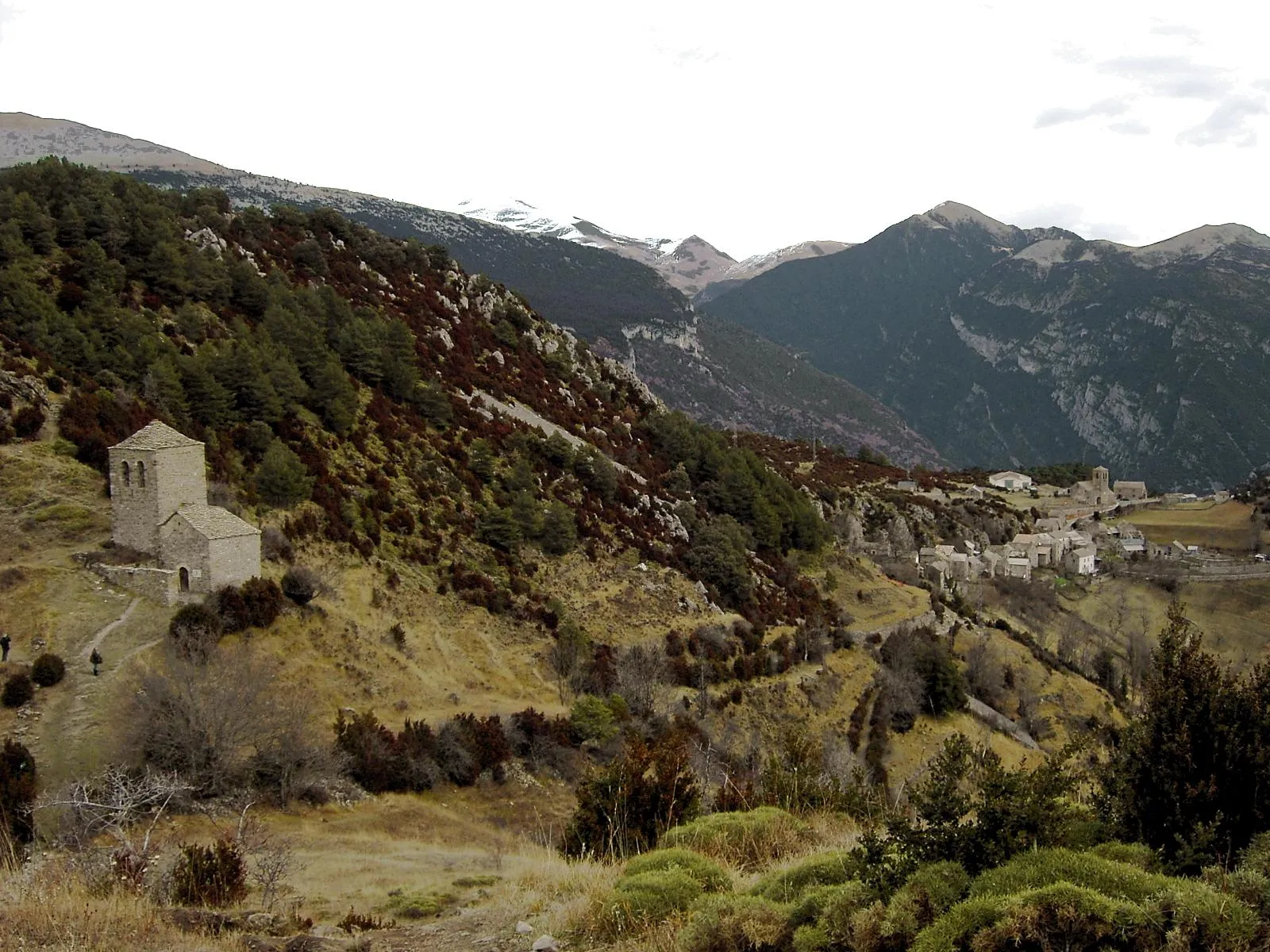 Photo showing: Plano general de Tella e la ermita de Santa María de Faixaniellas.