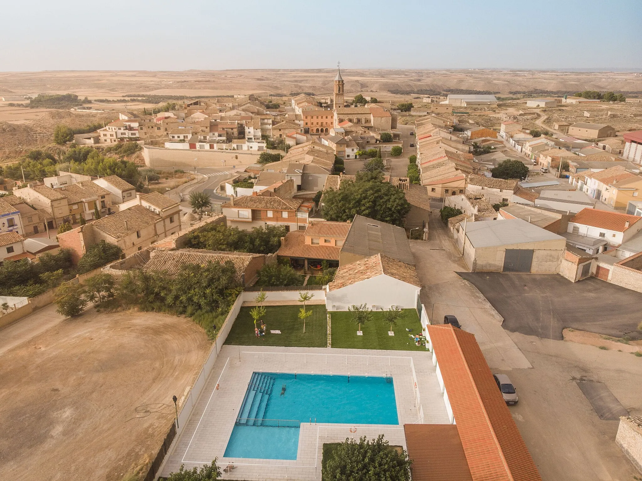 Photo showing: Panorámica aérea del pueblo de Azaila, Teruel.