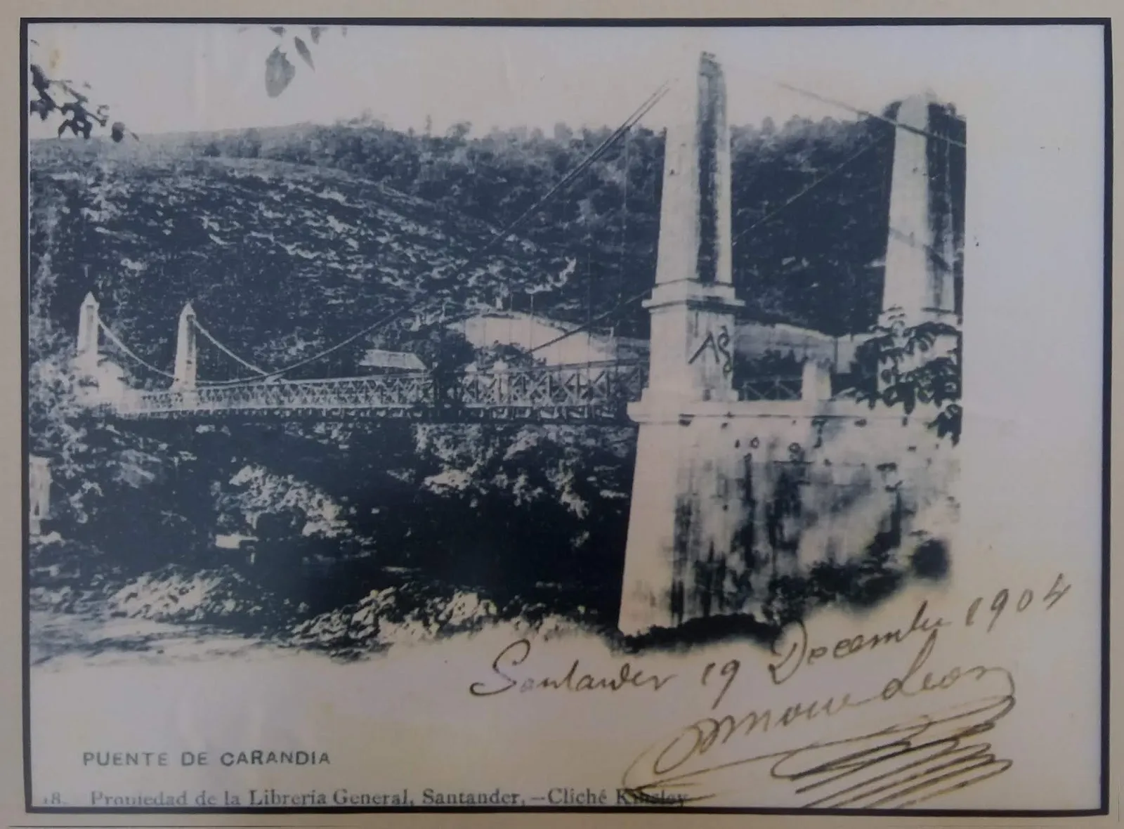 Photo showing: Puente colgante de Carandia, ca. 1900-1904, colección Rosario Ruiz