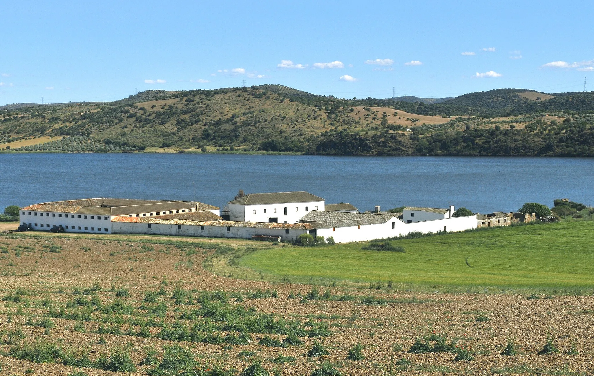 Photo showing: El Carpio farm and Gévalo arm of Azután Reservoir. Belvís de la Jara, Toledo, Castile-La Mancha, Spain