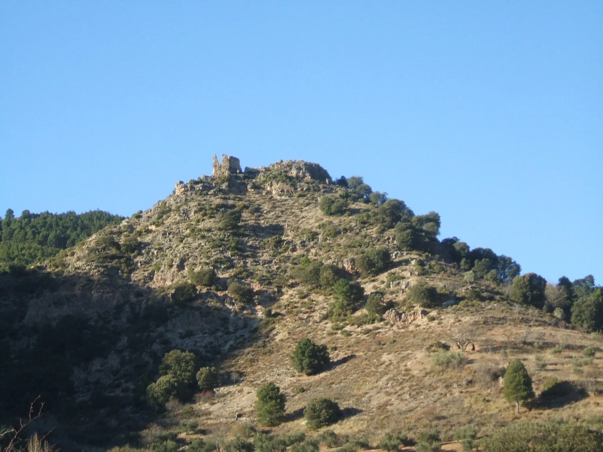 Photo showing: Fotografía del Castillo de San Vicente de La Vegallera (Molinicos, provincia de Albacete) sobre un promontorio del terreno.