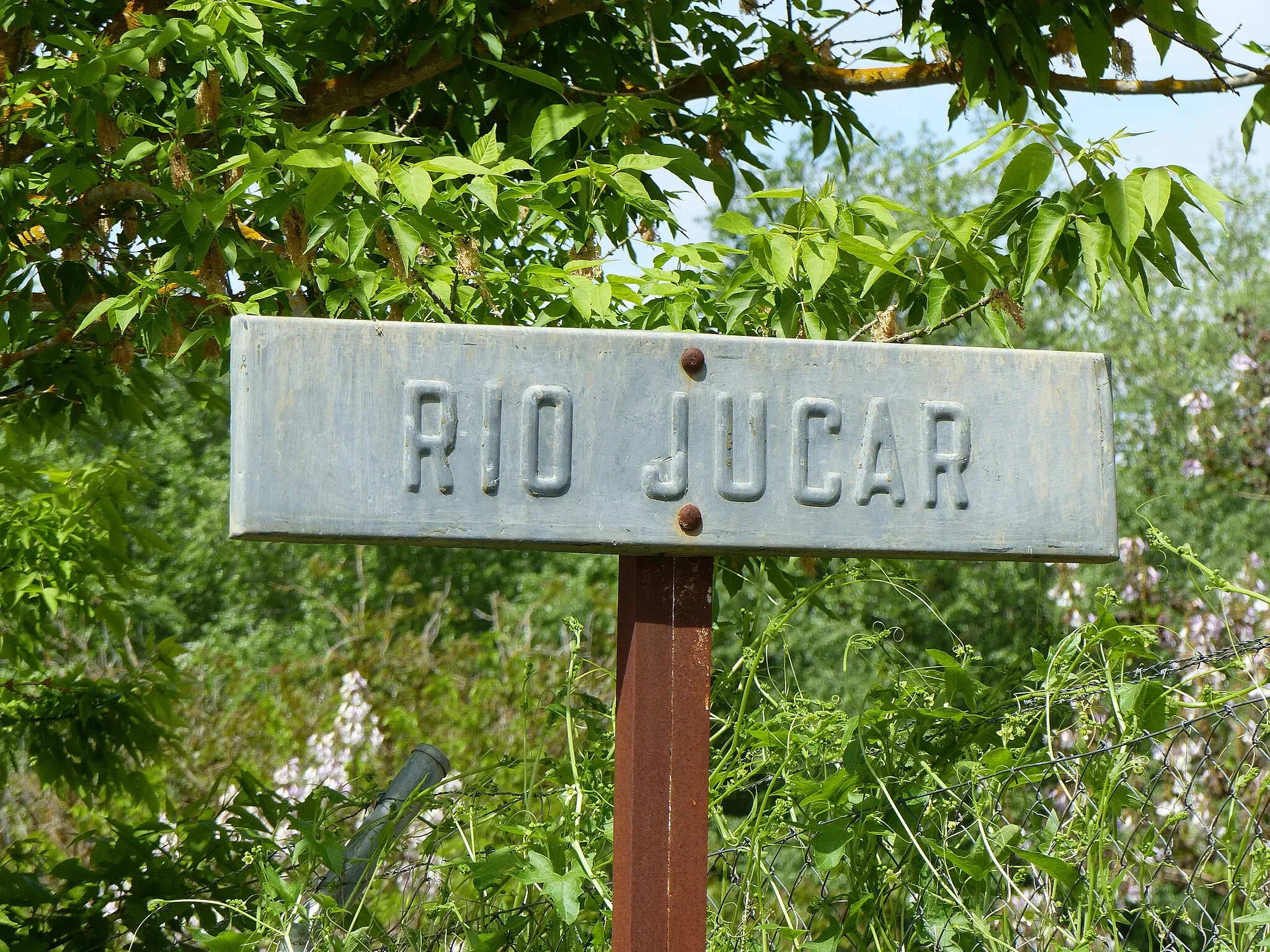 Photo showing: Señal indicativa al lado del río Júcar