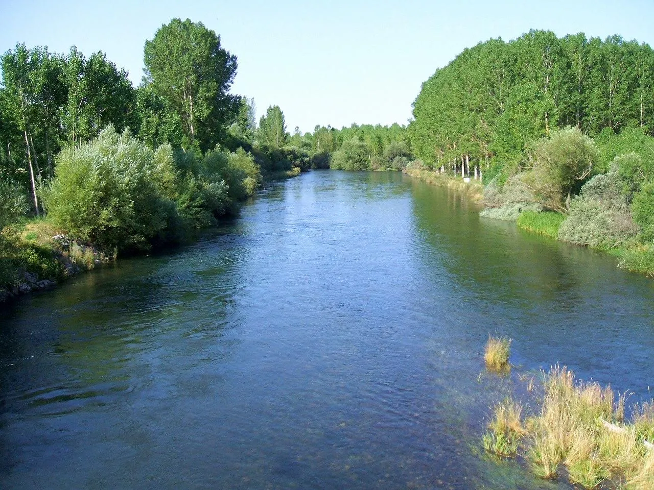 Photo showing: Río Esla, a su paso por Gradefes (provincia de León, España).