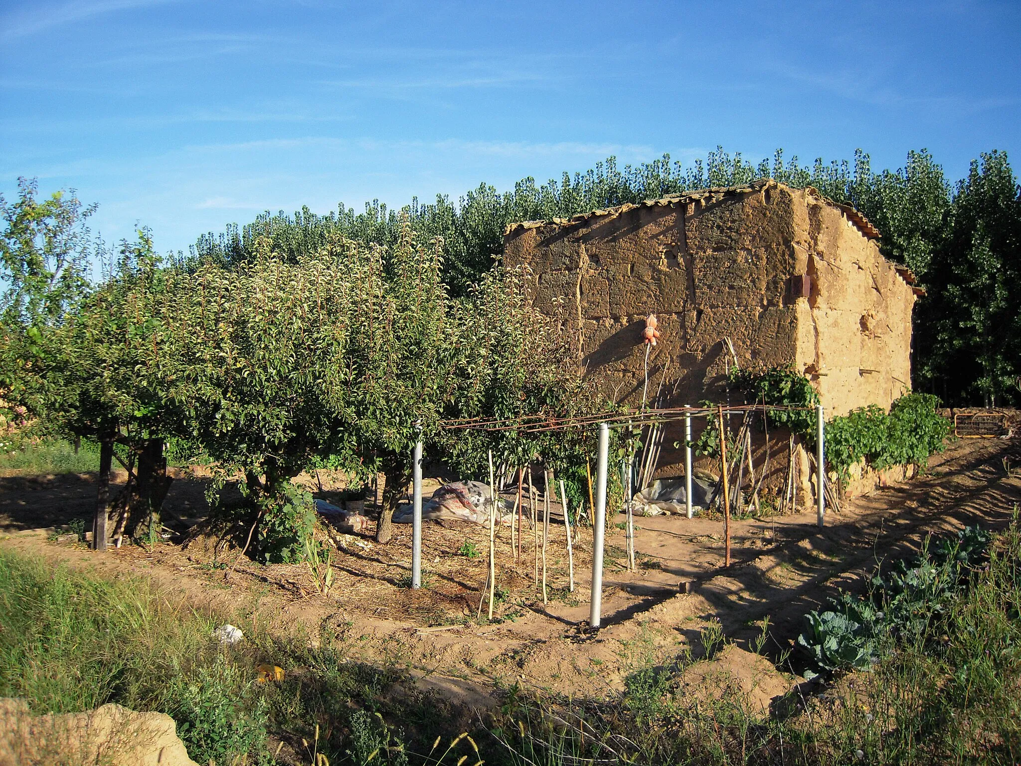 Photo showing: El adobe constituye la arquitectura tradicional de la comarca de Benavente y los Valles. En Sitrama apenas quedan ejemplos, salvo construcciones como esta cerca del río Tera.