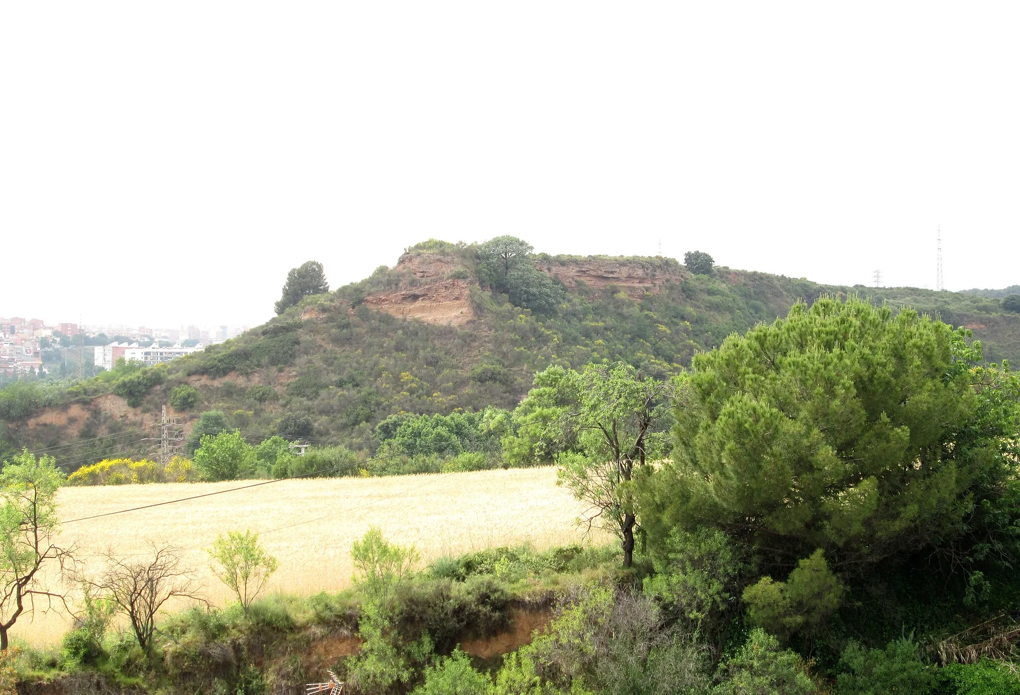 Photo showing: Turó del Castell d'Arraona (cerro del Castillo de Arraona). En su cima se encuentran los restos del citado castillo, está situado en el margen izquierdo de río ripoll, en Sabadell, Barcelona (España).